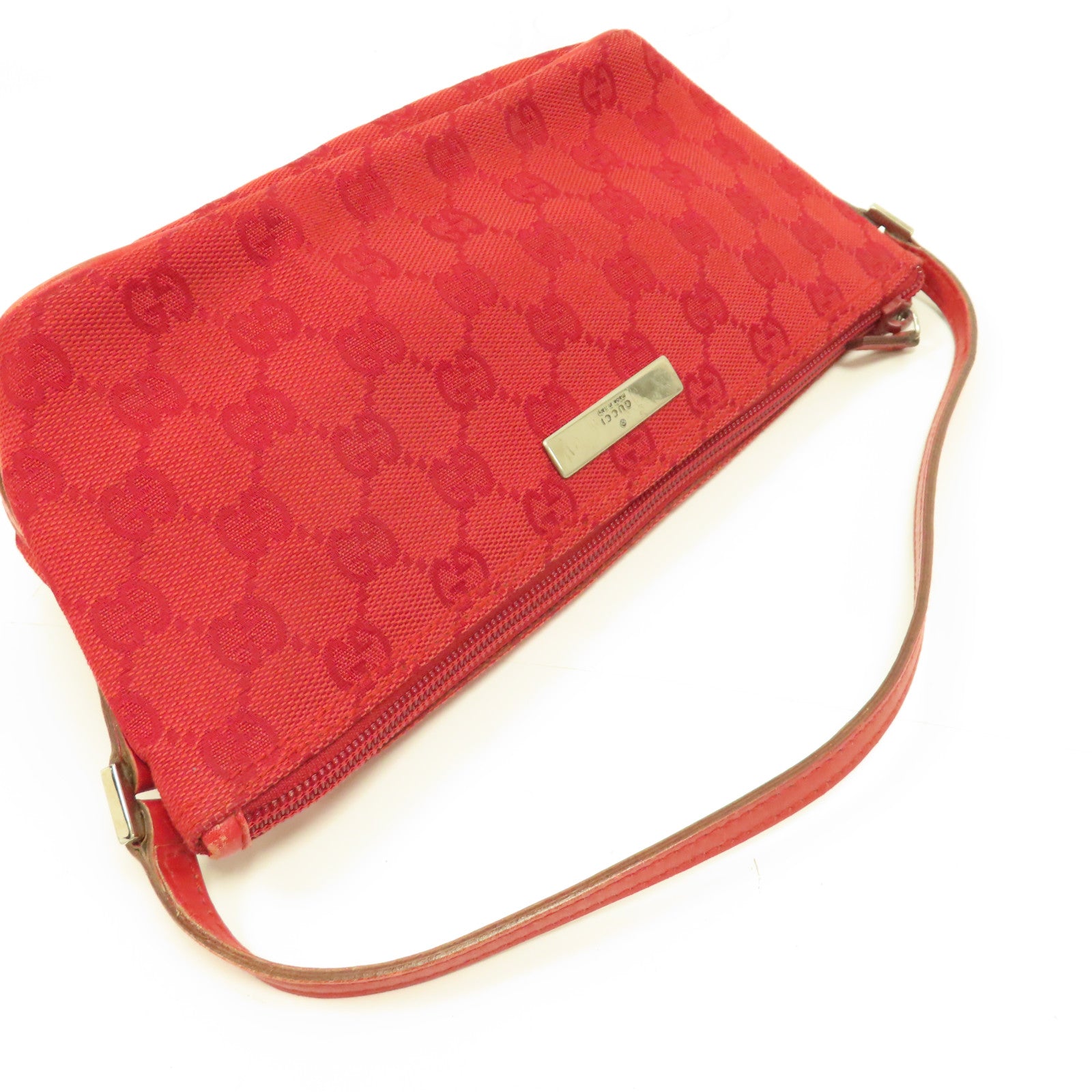 GUCCI 【激減優惠】帆布Hand Bag銀扣手挽袋紅色