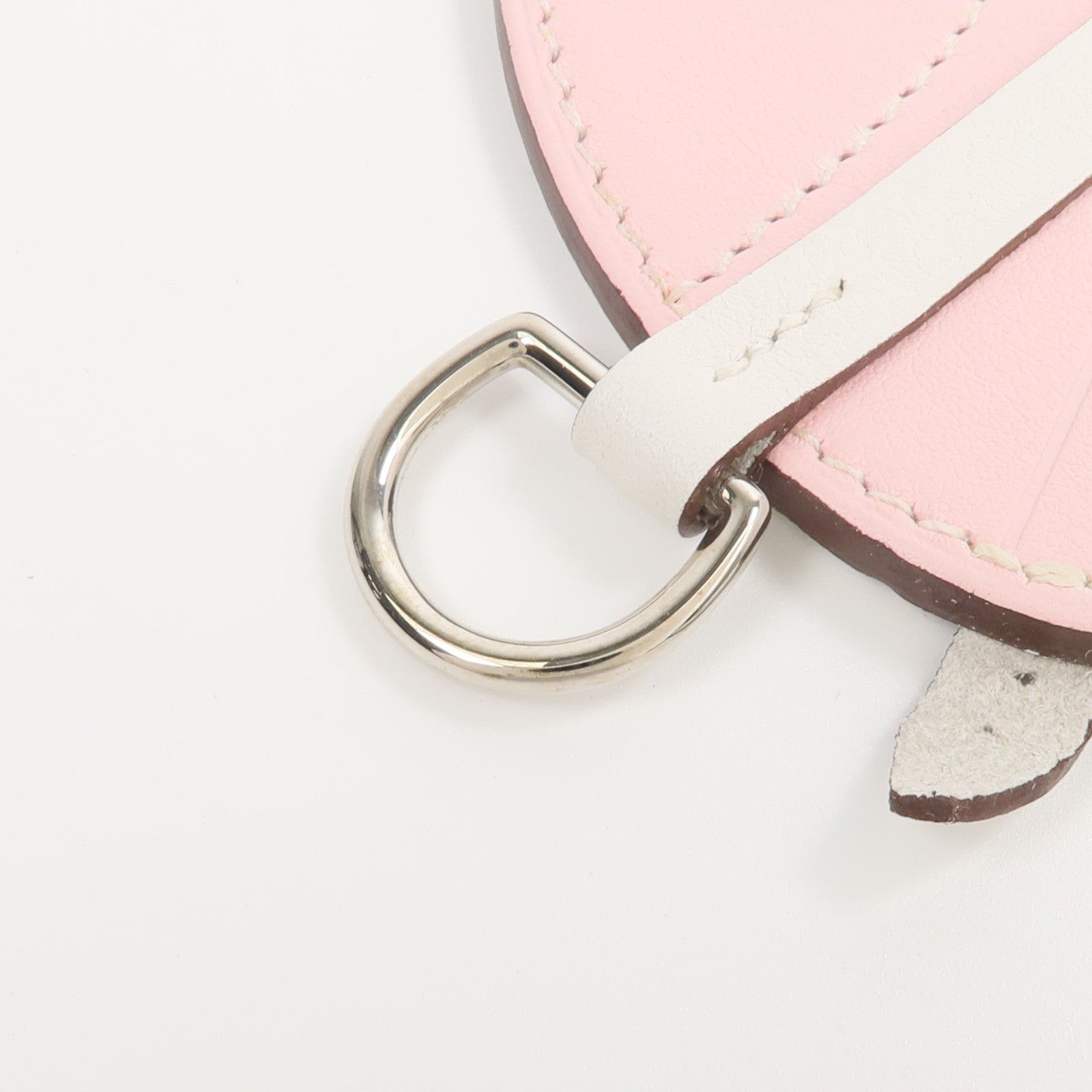 HERMES Swift皮革Paddock Cell掛飾Rose Sakura/White