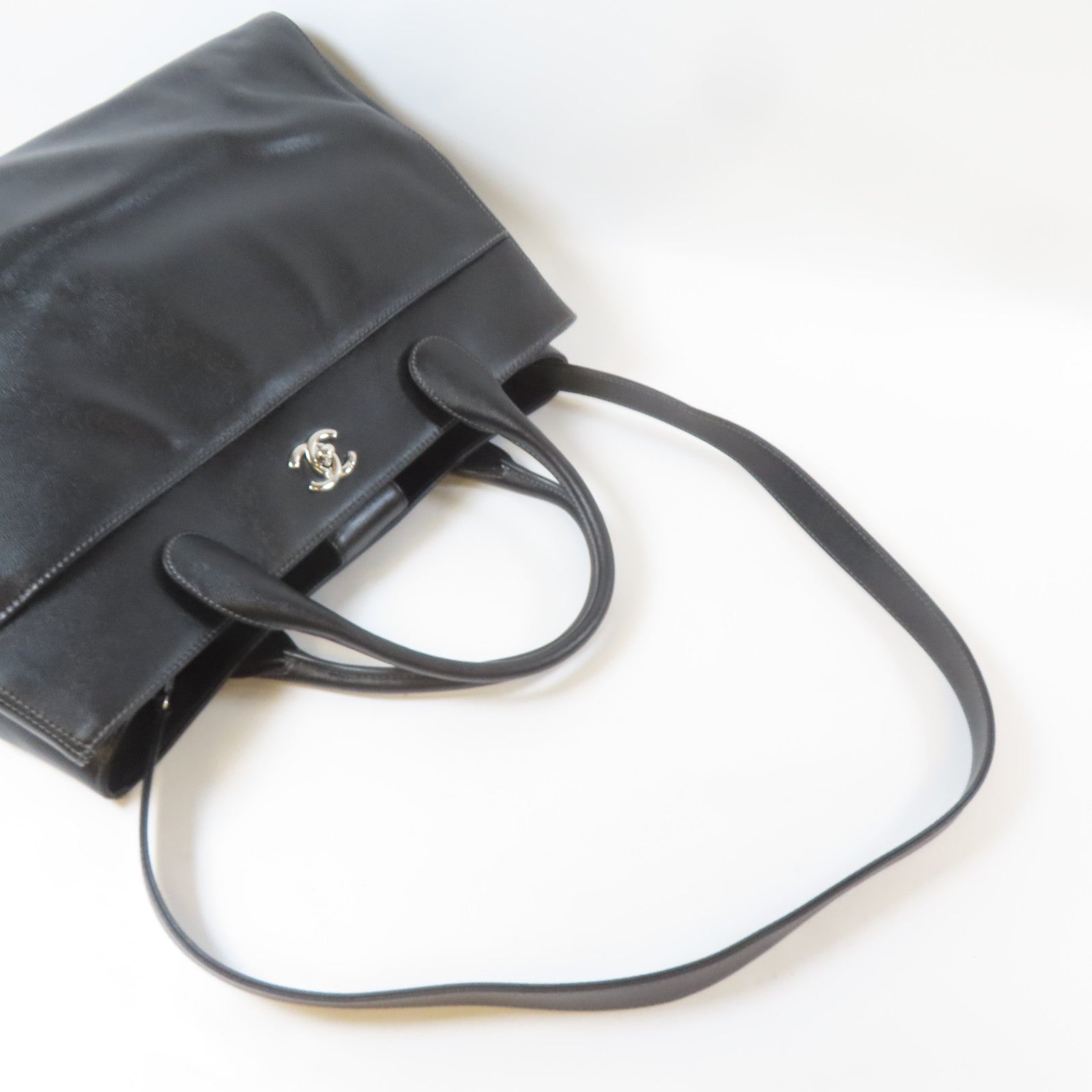 CHANEL 【激減優惠】Caviar皮革2 Way Shoulder Bag銀扣手挽肩背兩用袋黑色