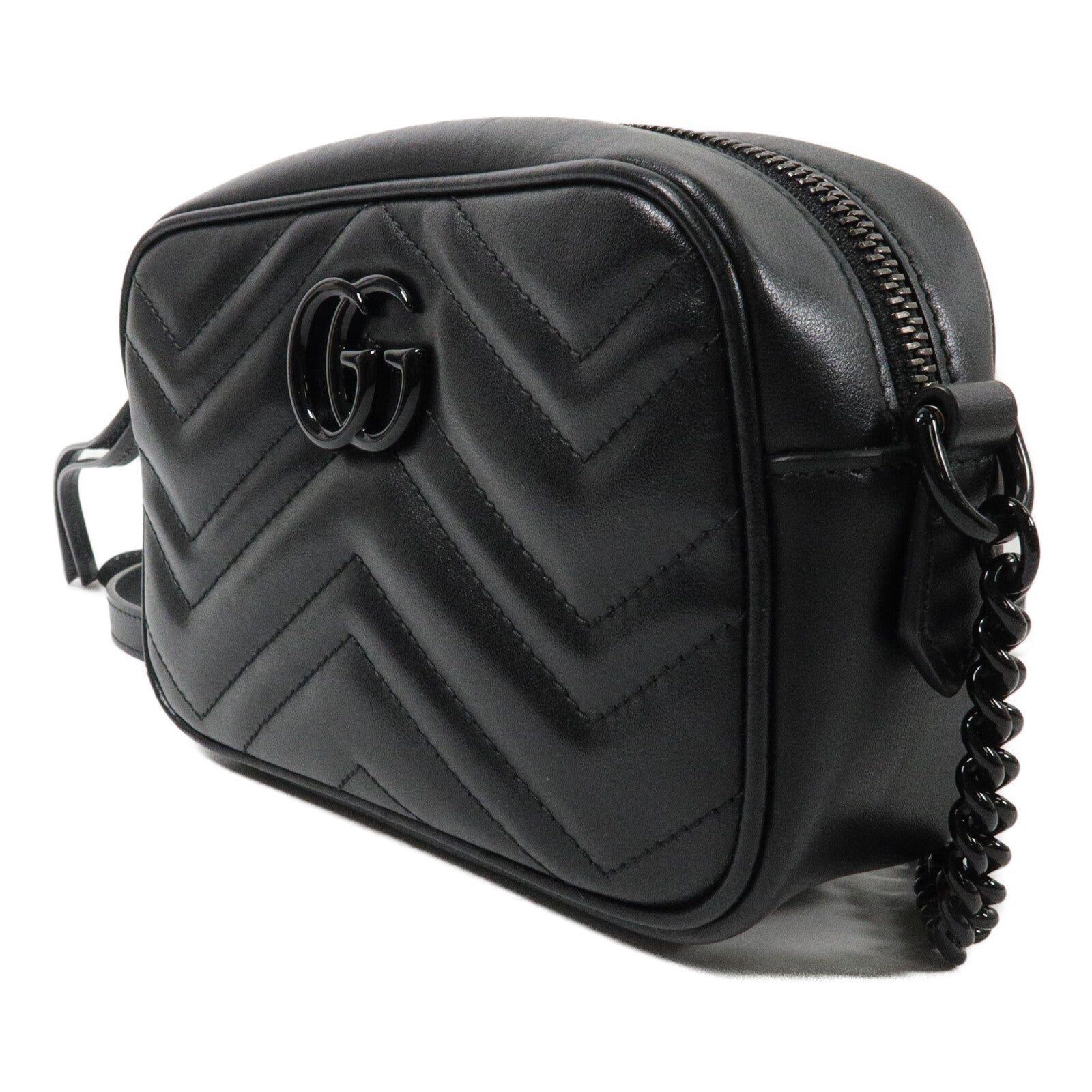 GUCCI 牛皮皮革GG Marmont Mini鏈帶肩背袋