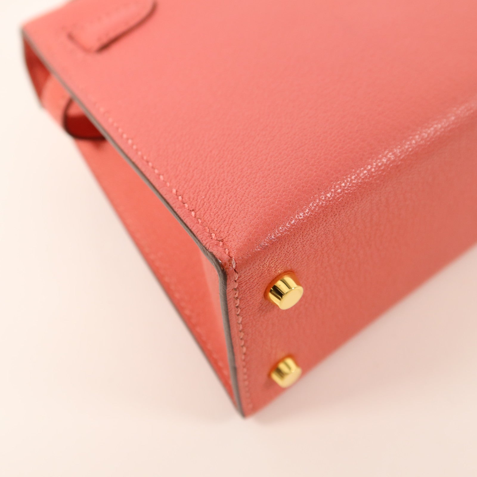 HERMES Chevre皮革Mini Kelly II手挽肩背兩用袋Rose Extreme