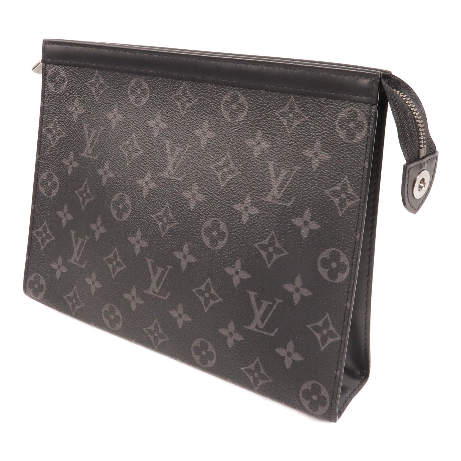 LOUIS VUITTON Monogram Eclipse Pochette Voyage MM銀扣手拿包