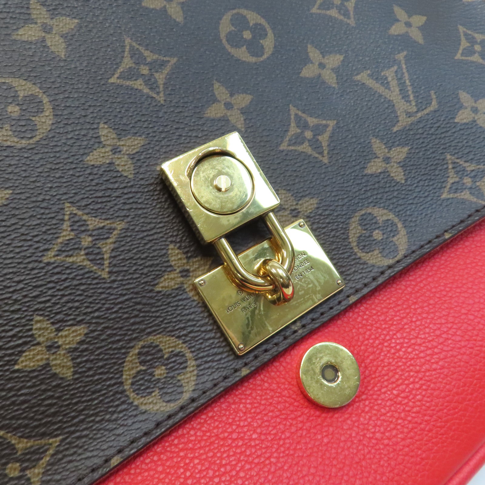 LOUIS VUITTON 【激減優惠】Monogram Marignan金扣手挽肩背兩用袋啡色/紅色