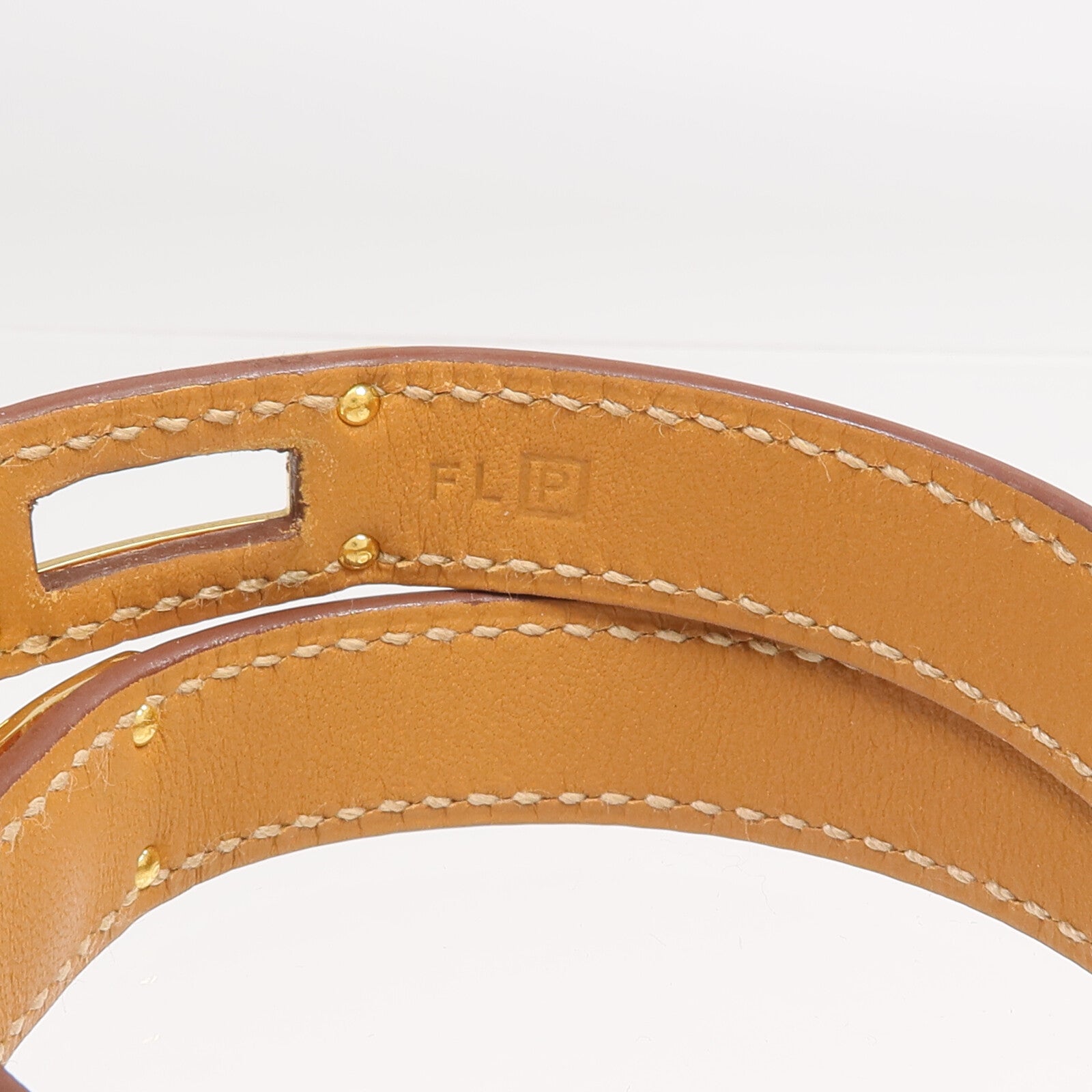 HERMES Epsom皮革Kelly Double Tour Bracelet金扣手帶Orange