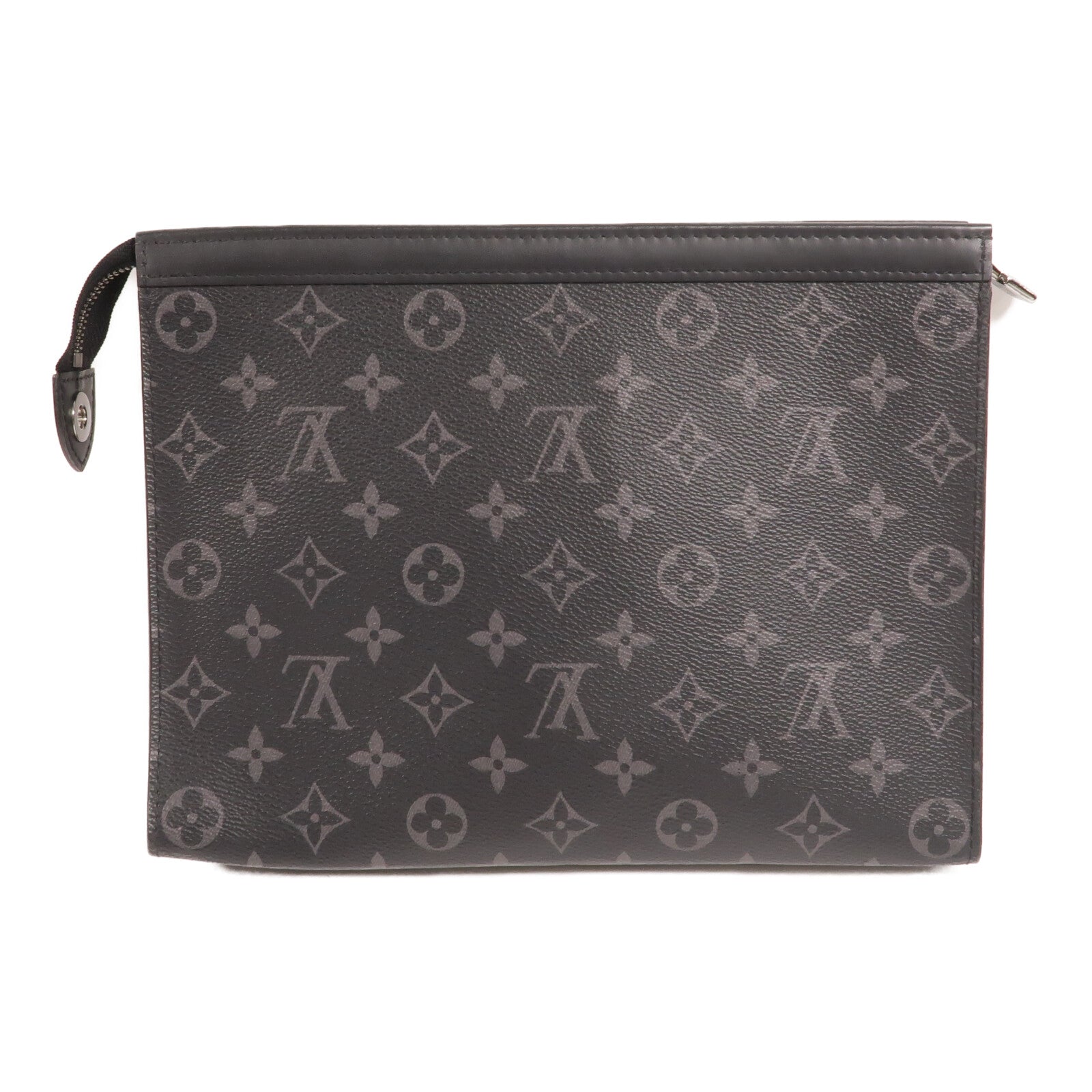 LOUIS VUITTON Monogram Eclipse Pochette Voyage MM銀扣手拿包