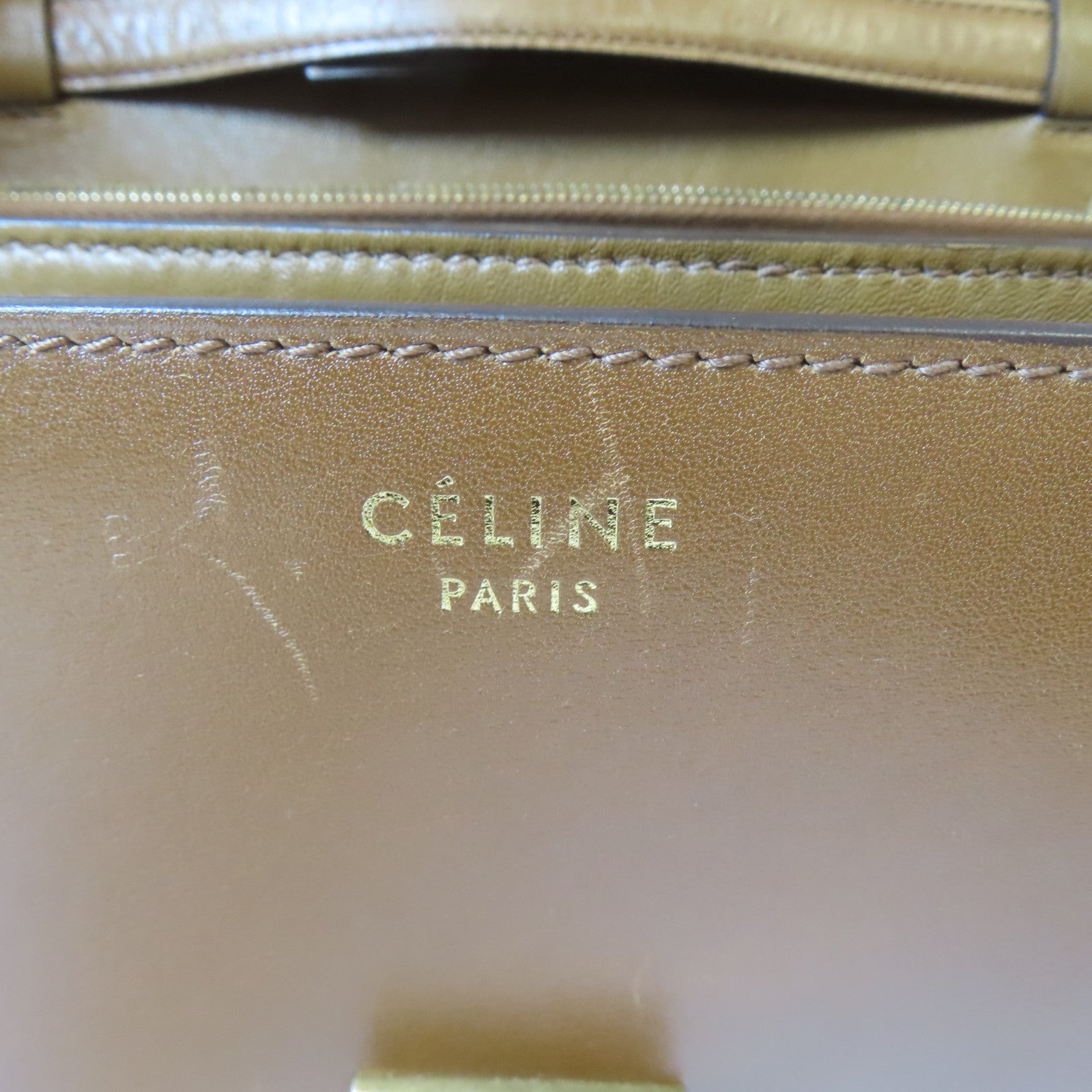 CELINE 牛皮皮革Box Shoulder Bag金扣肩背袋啡色