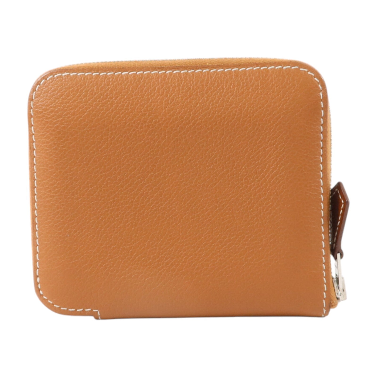 HERMES Evercolor皮革Silk In Compact銀扣錢包Gold
