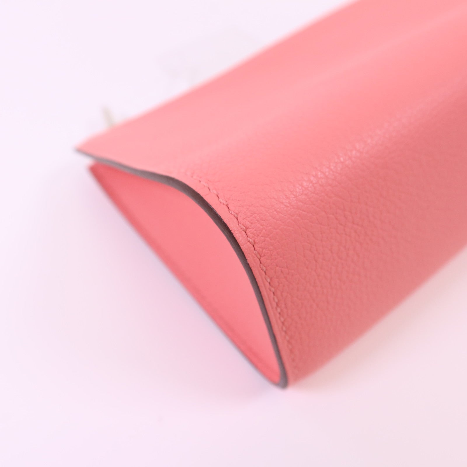 HERMES Evercolor皮革Zipengo Pouch銀扣小袋Rose Azalee