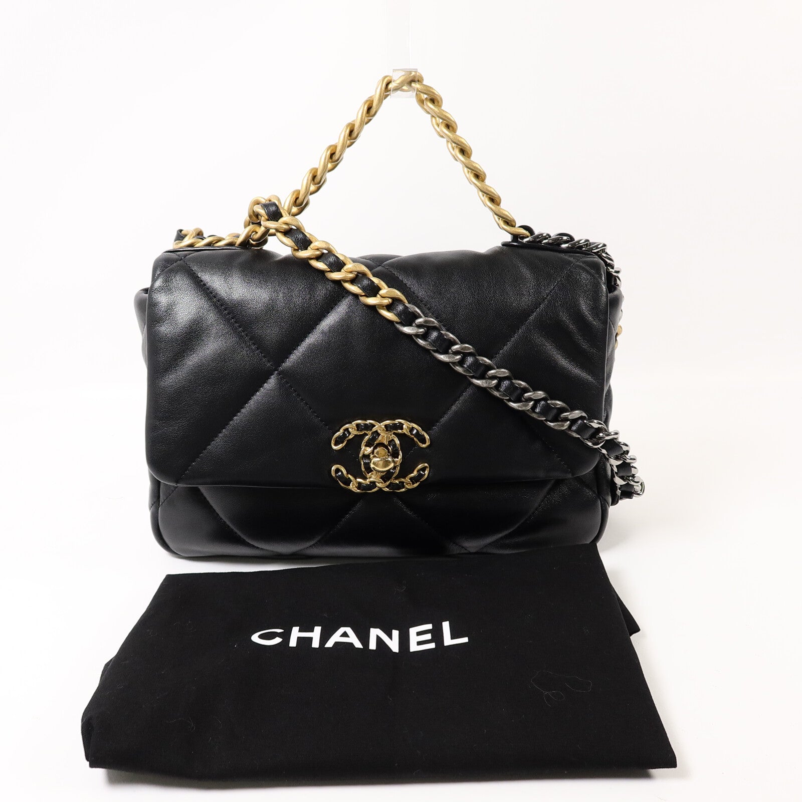 CHANEL 羊皮皮革C19 Small手挽肩背兩用袋