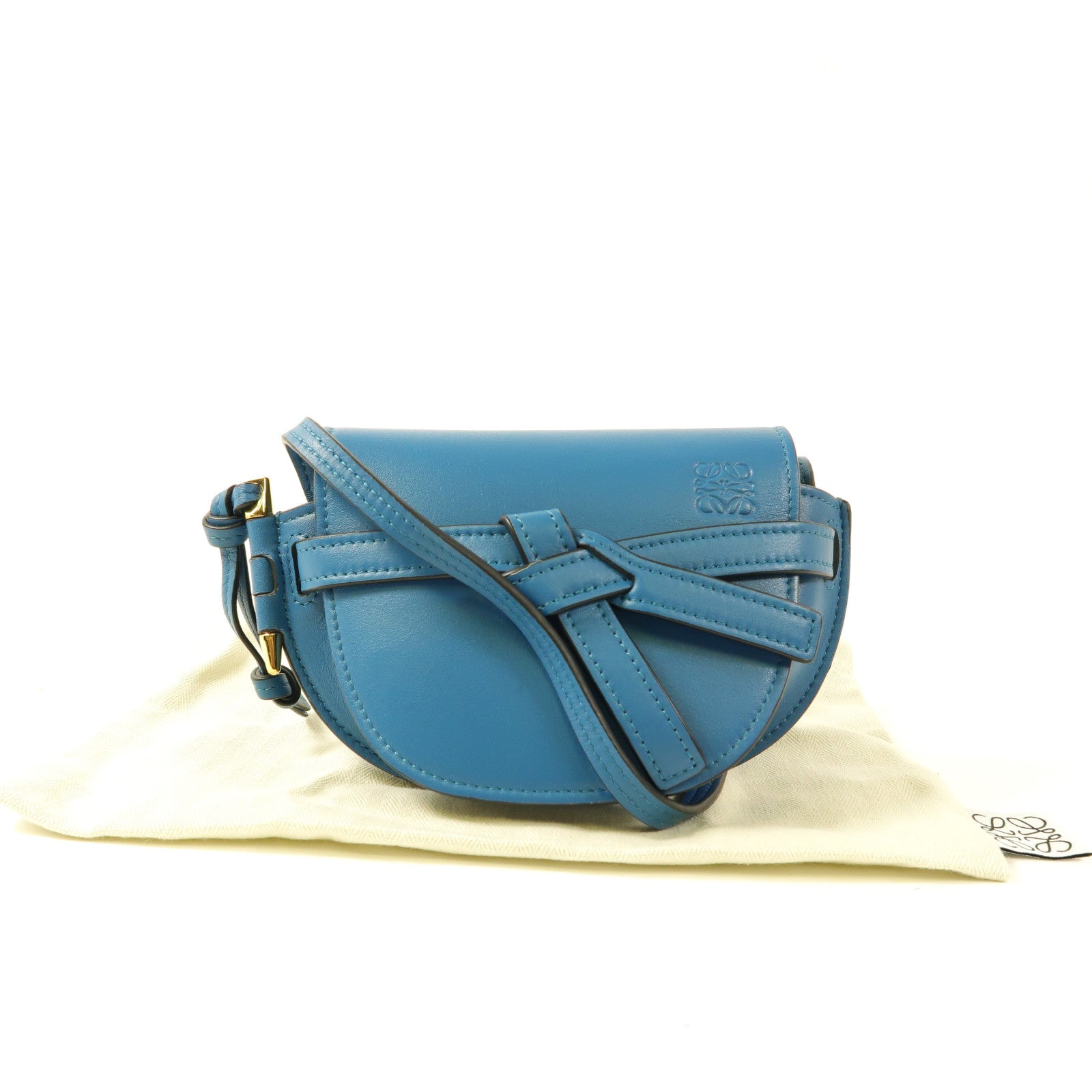 LOEWE 羊皮皮革Nano Gate金扣肩背袋