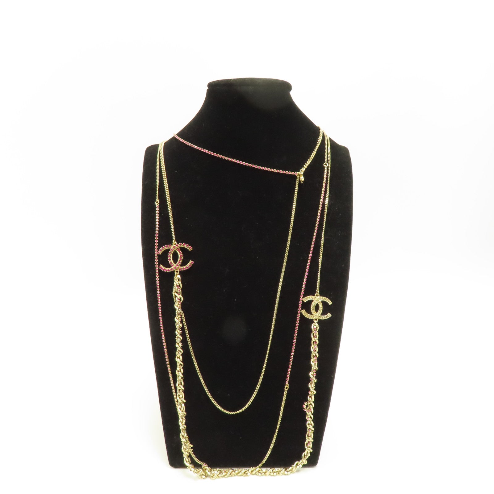CHANEL 金屬/PVCNecklace項鍊金色/粉紅色