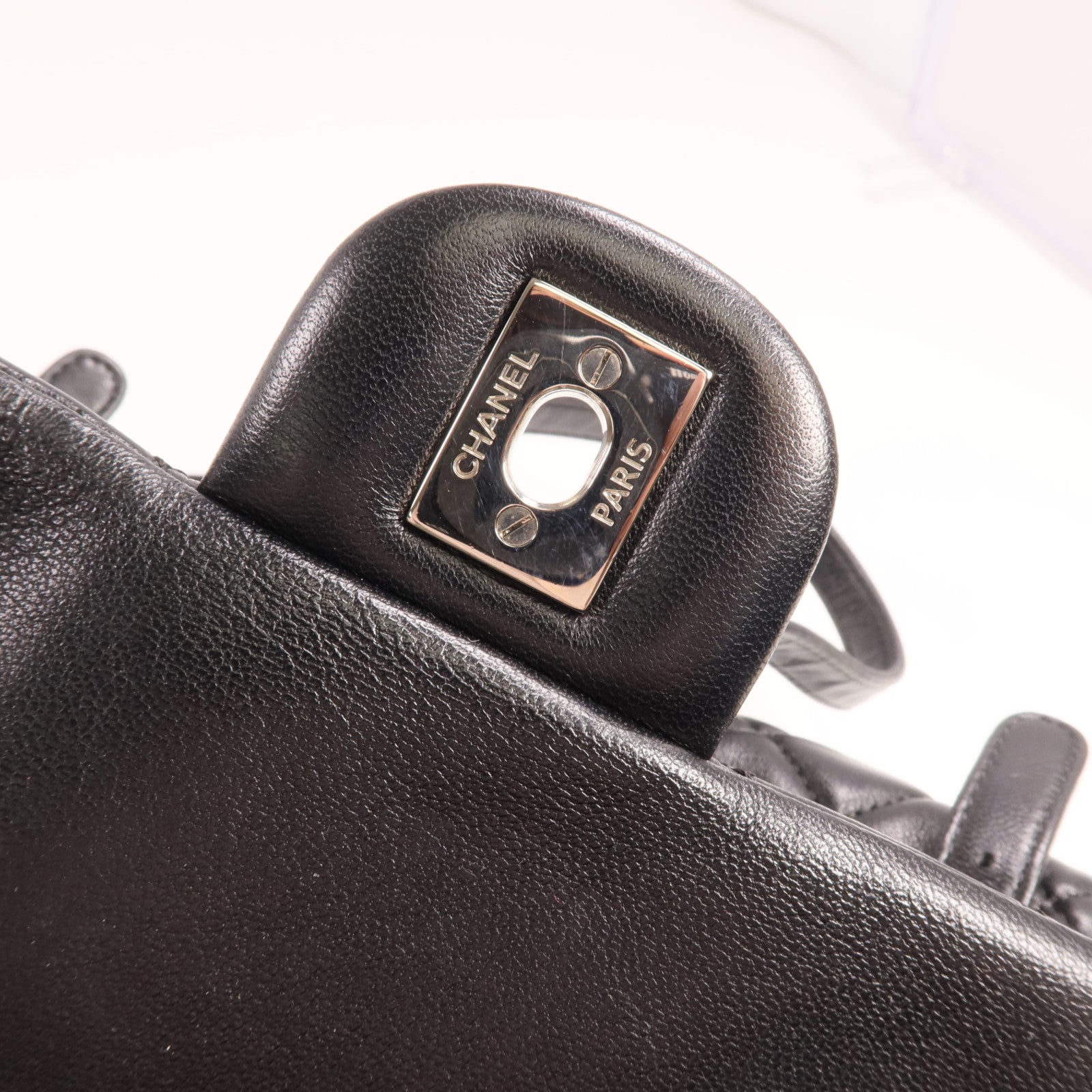 CHANEL 羊皮皮革Backpack銀扣背包