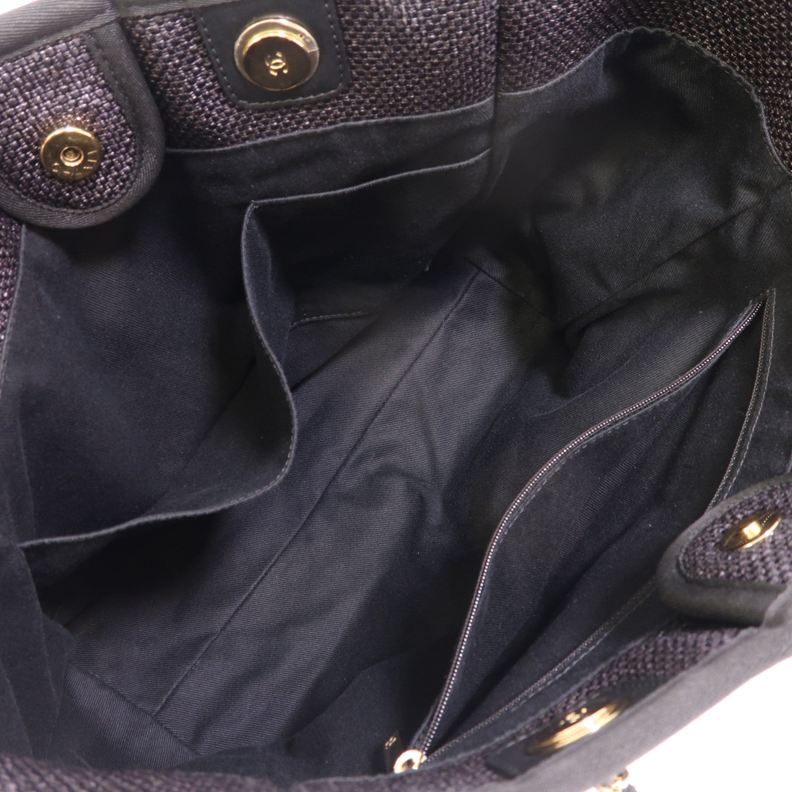 CHANEL 帆布Deauville Tote Bag金扣肩背袋/手挽袋