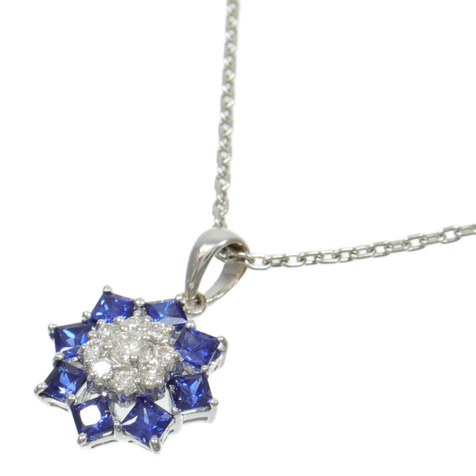 JEWELRY 18K白金/PT850鉑金Sapphire Diamond藍寶石/鑽石項鍊