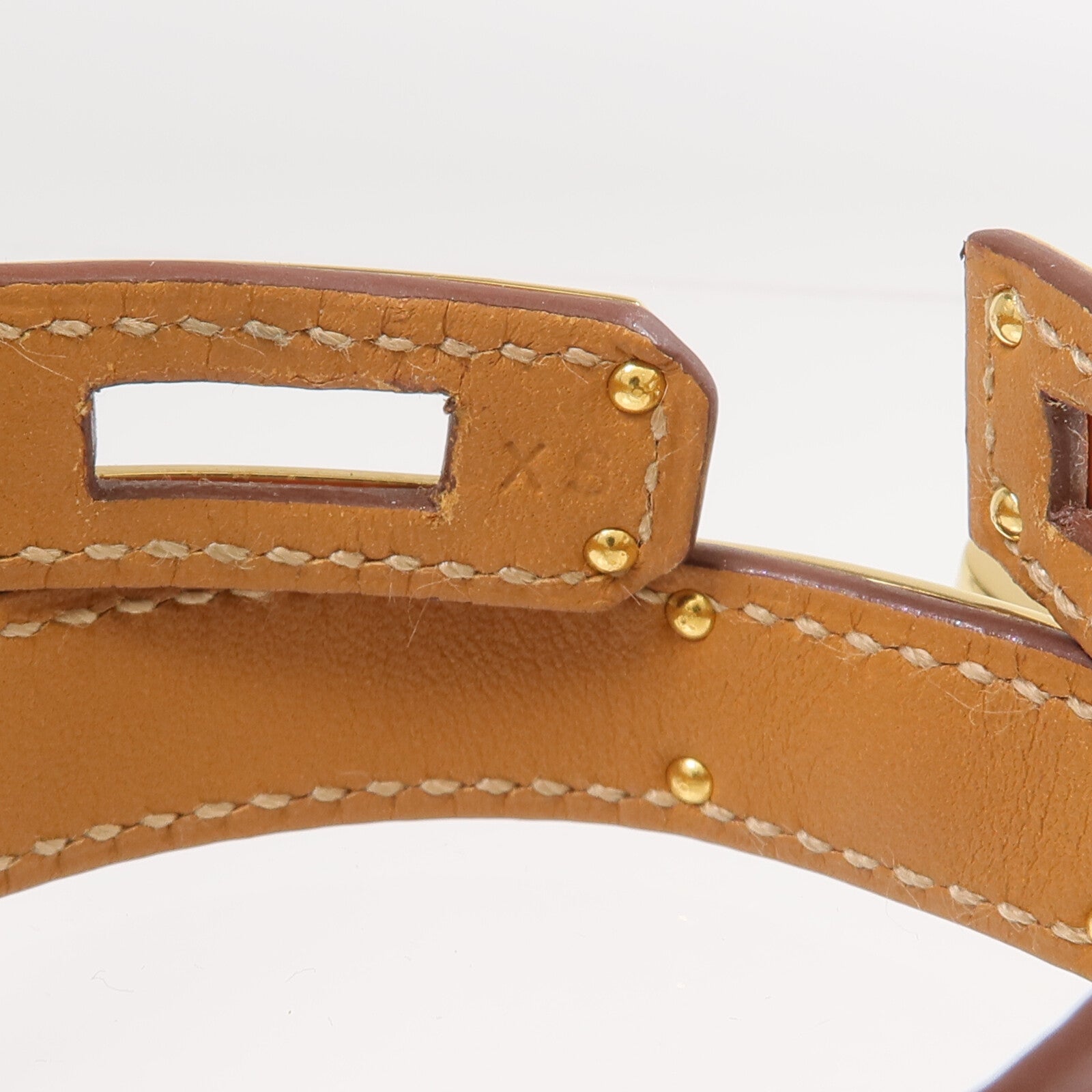 HERMES Epsom皮革Kelly Double Tour Bracelet金扣手帶Orange