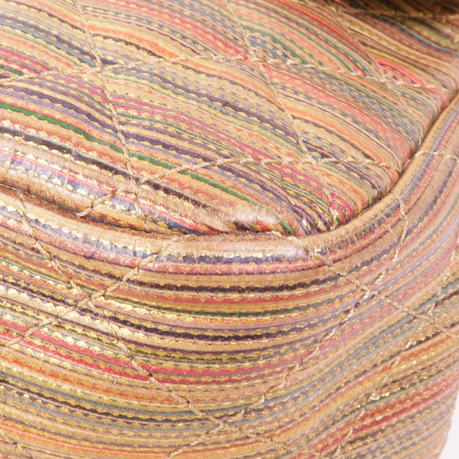 CHANEL 皮革Mini Classic Multicolour金扣鏈帶肩背袋