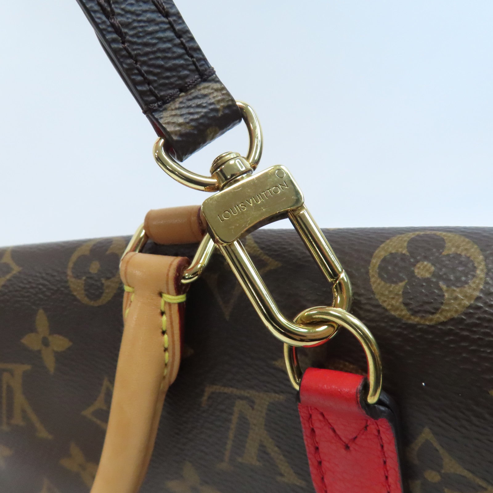 LOUIS VUITTON 【激減優惠】Monogram Marignan金扣手挽肩背兩用袋啡色/紅色