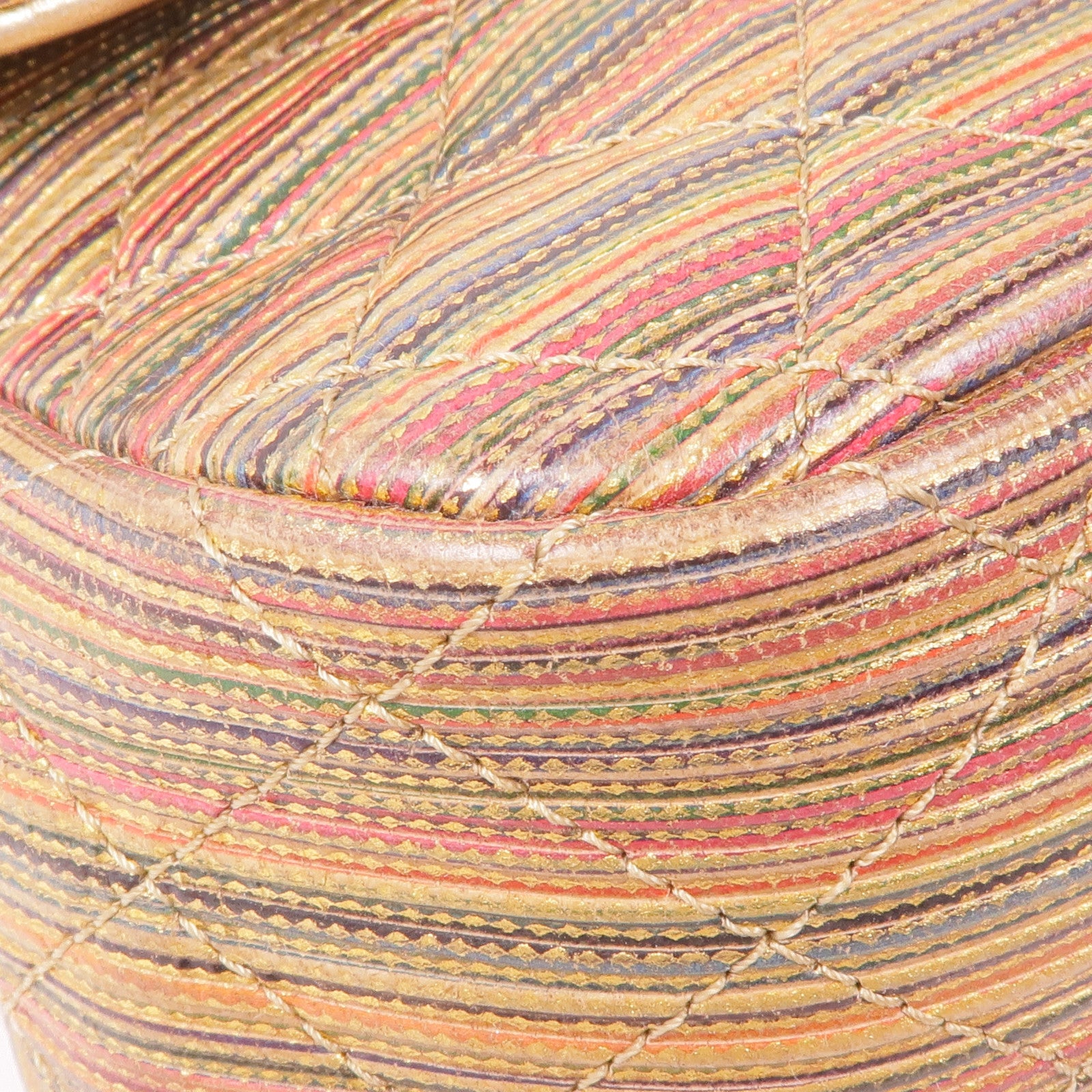 CHANEL 皮革Mini Classic Multicolour金扣鏈帶肩背袋