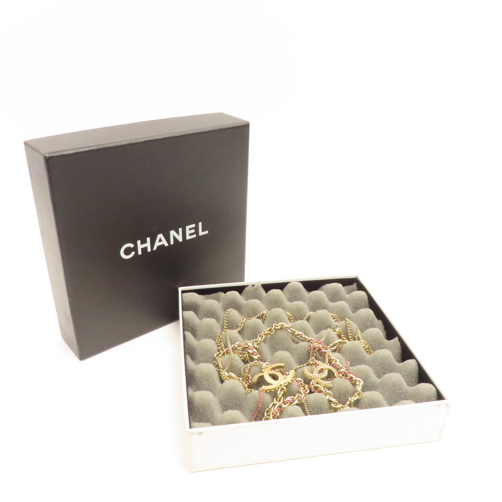 CHANEL 金屬/PVCNecklace項鍊金色/粉紅色