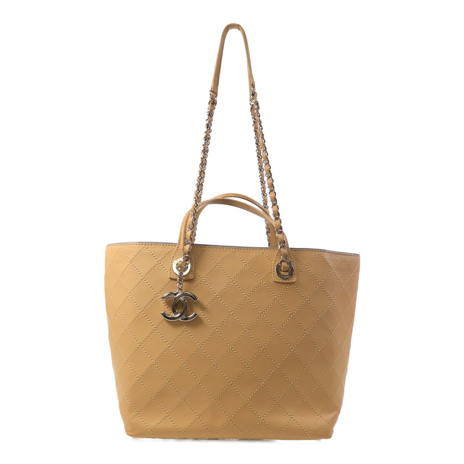 CHANEL 牛皮皮革Tote Bag鏈帶手挽袋