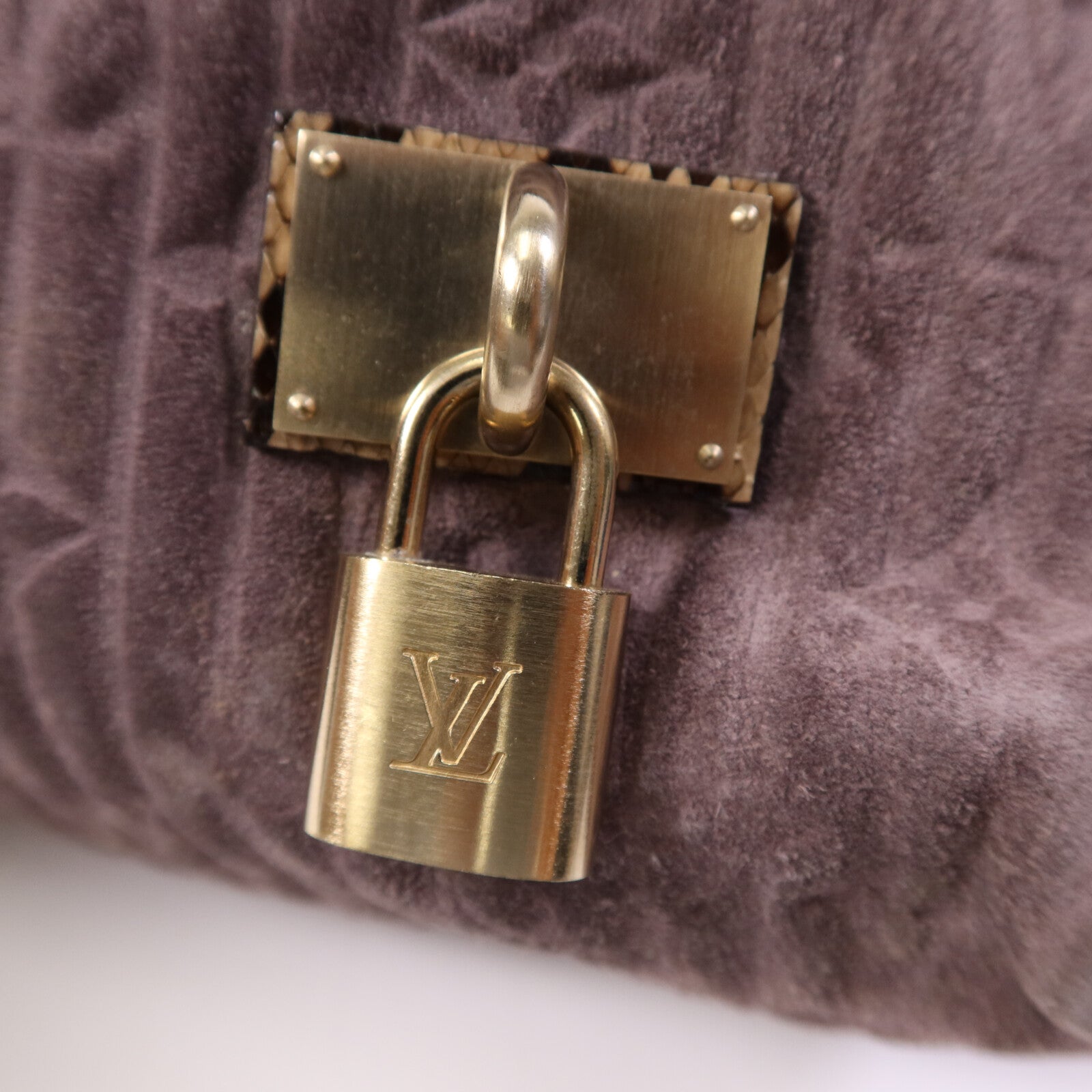 LOUIS VUITTON 【激減優惠】麂皮皮革/蛇皮Monogram Suede Whisper金扣肩背袋