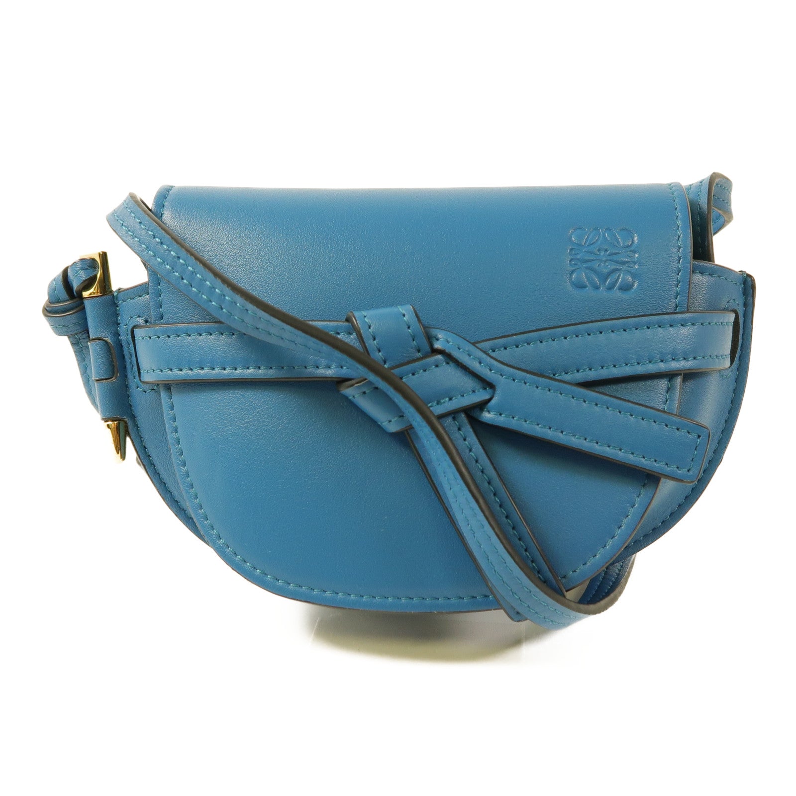 LOEWE 羊皮皮革Nano Gate金扣肩背袋