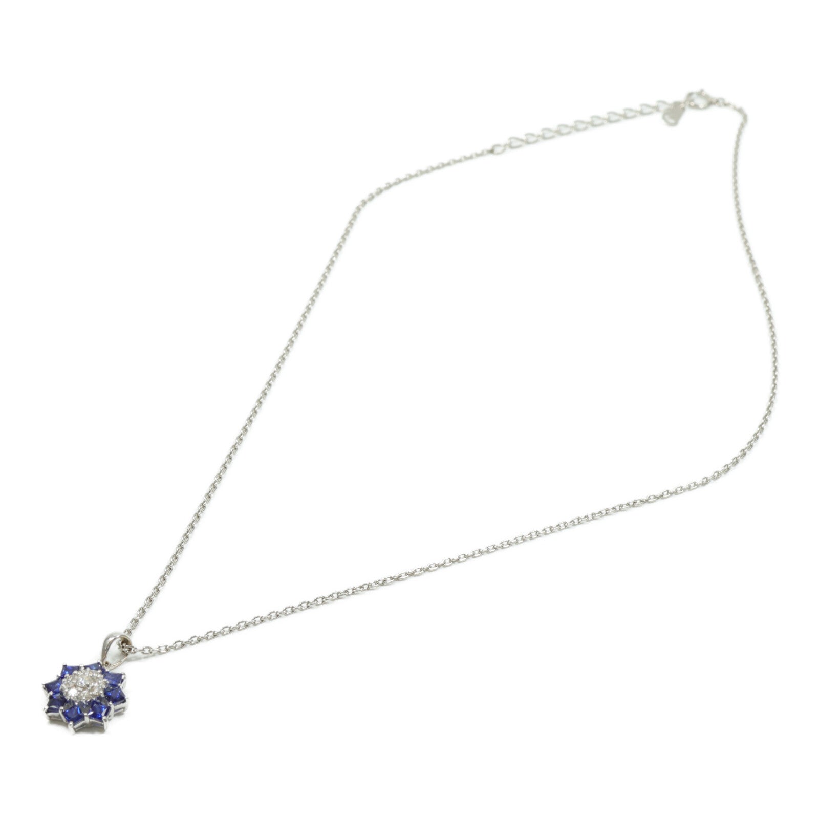 JEWELRY 18K白金/PT850鉑金Sapphire Diamond藍寶石/鑽石項鍊