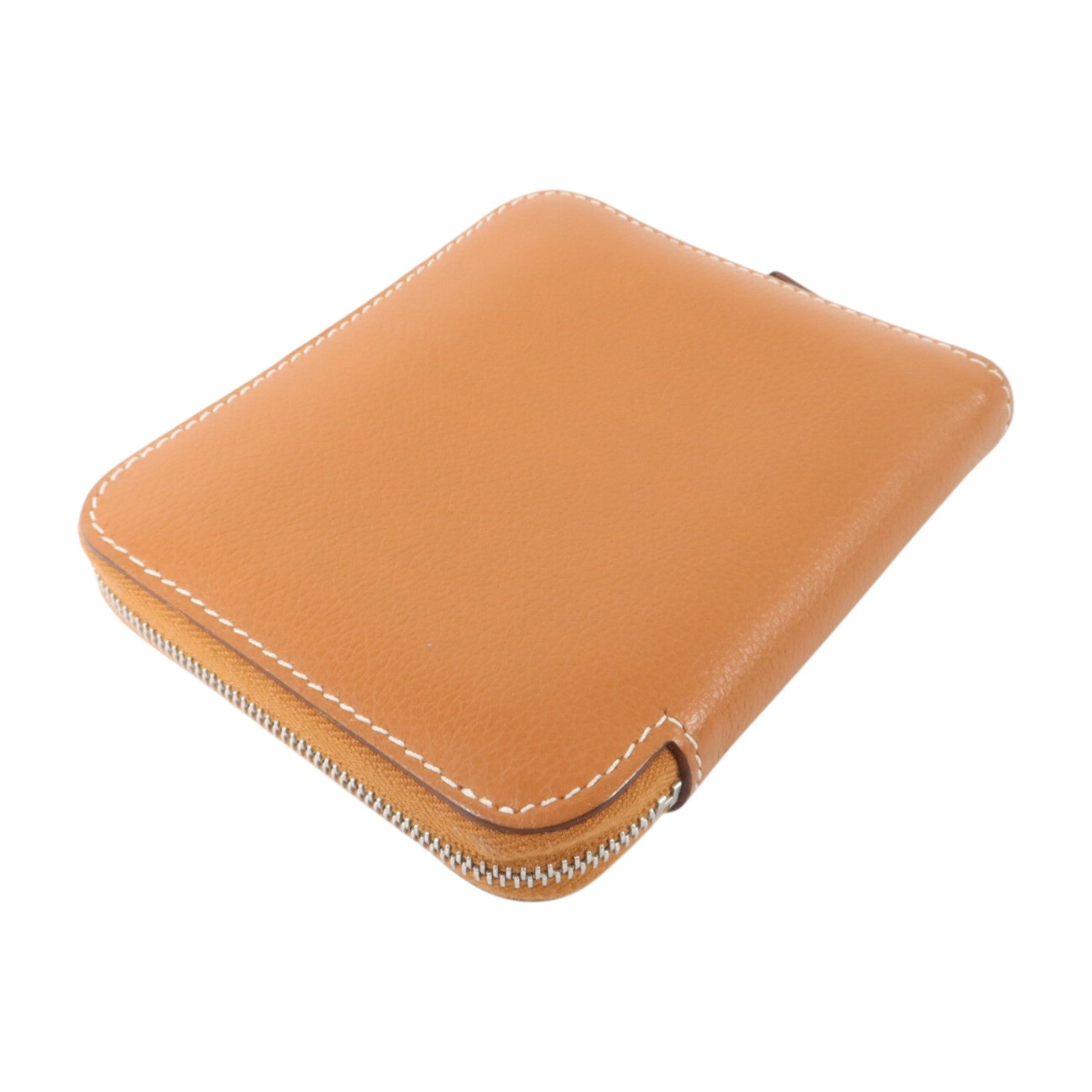 HERMES Evercolor皮革Silk In Compact銀扣錢包Gold