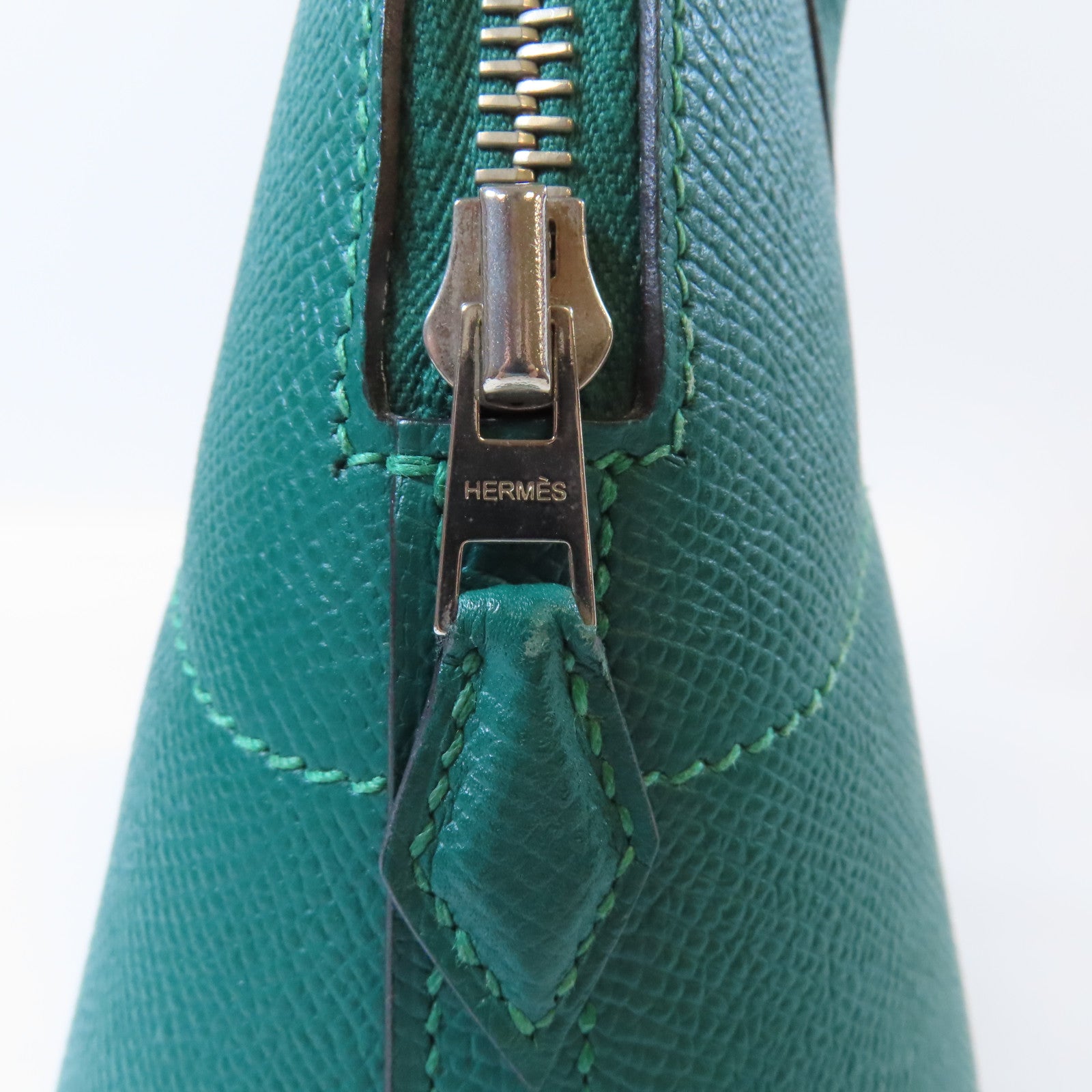 HERMES Epsom皮革Bolide 27銀扣手挽肩背兩用袋Malachite/綠色