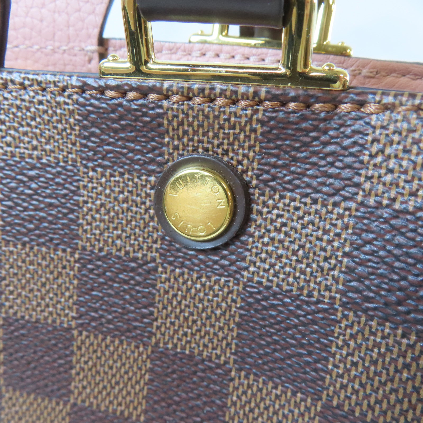 LOUIS VUITTON Damier Brittany金扣手挽肩背兩用袋啡色