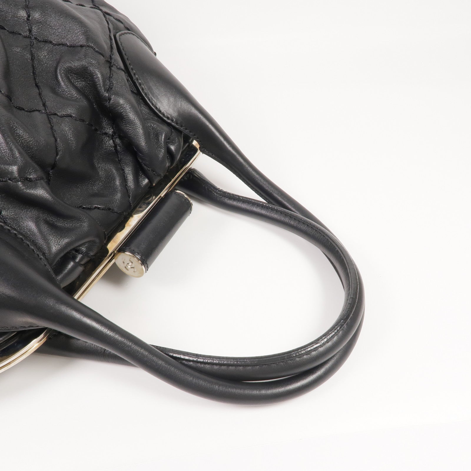 CHANEL 牛皮皮革Handbag銀扣手挽袋