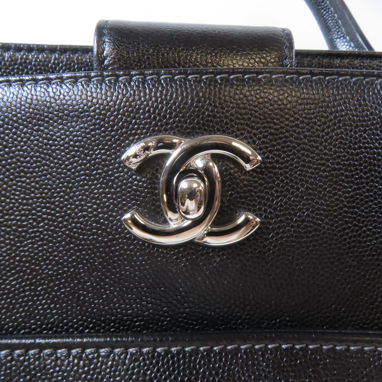 CHANEL 【激減優惠】Caviar皮革2 Way Shoulder Bag銀扣手挽肩背兩用袋黑色