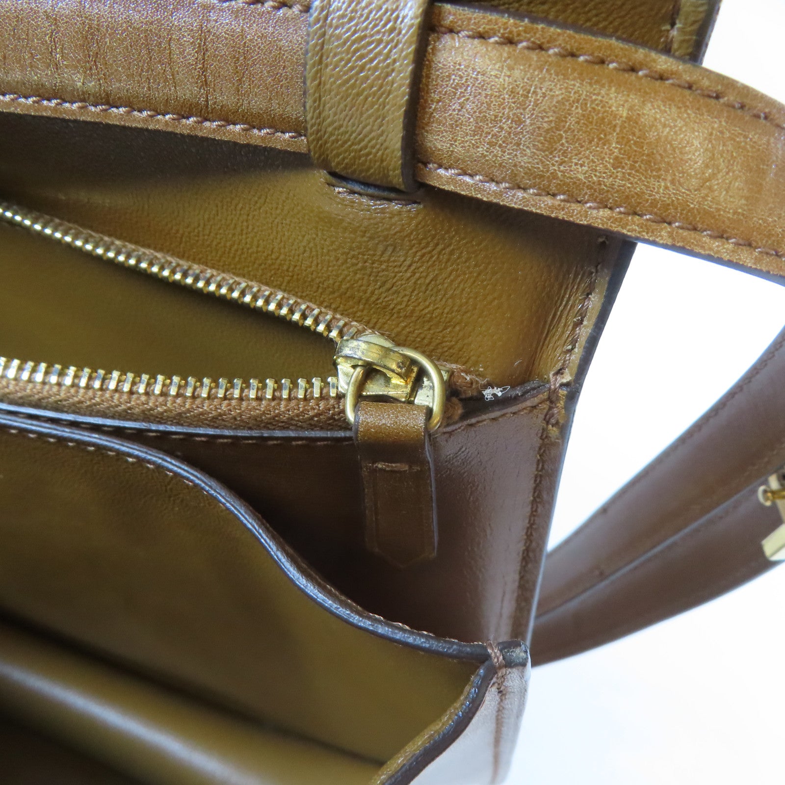 CELINE 牛皮皮革Box Shoulder Bag金扣肩背袋啡色