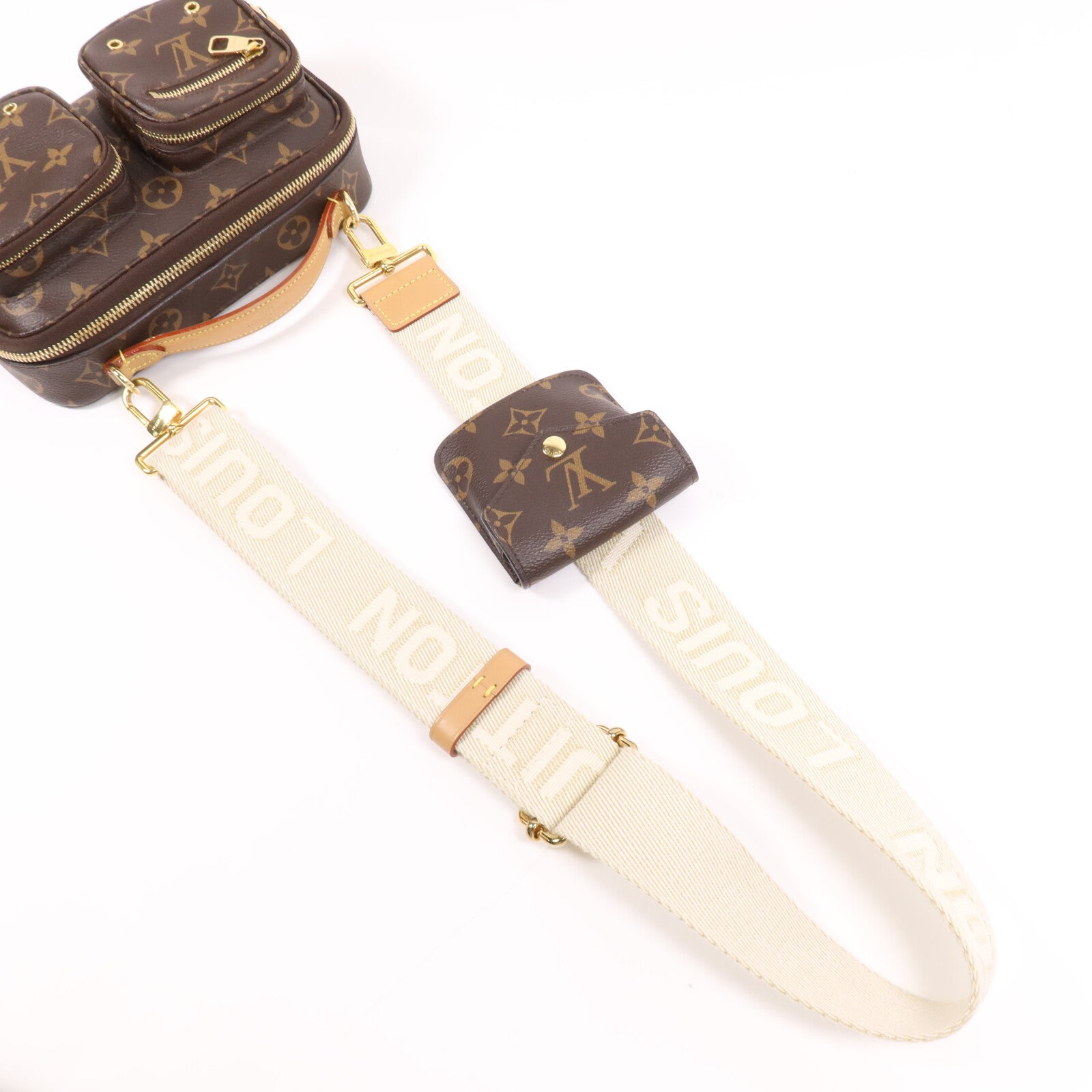 LOUIS VUITTON Monogram Utility金扣手挽肩背兩用袋棕色