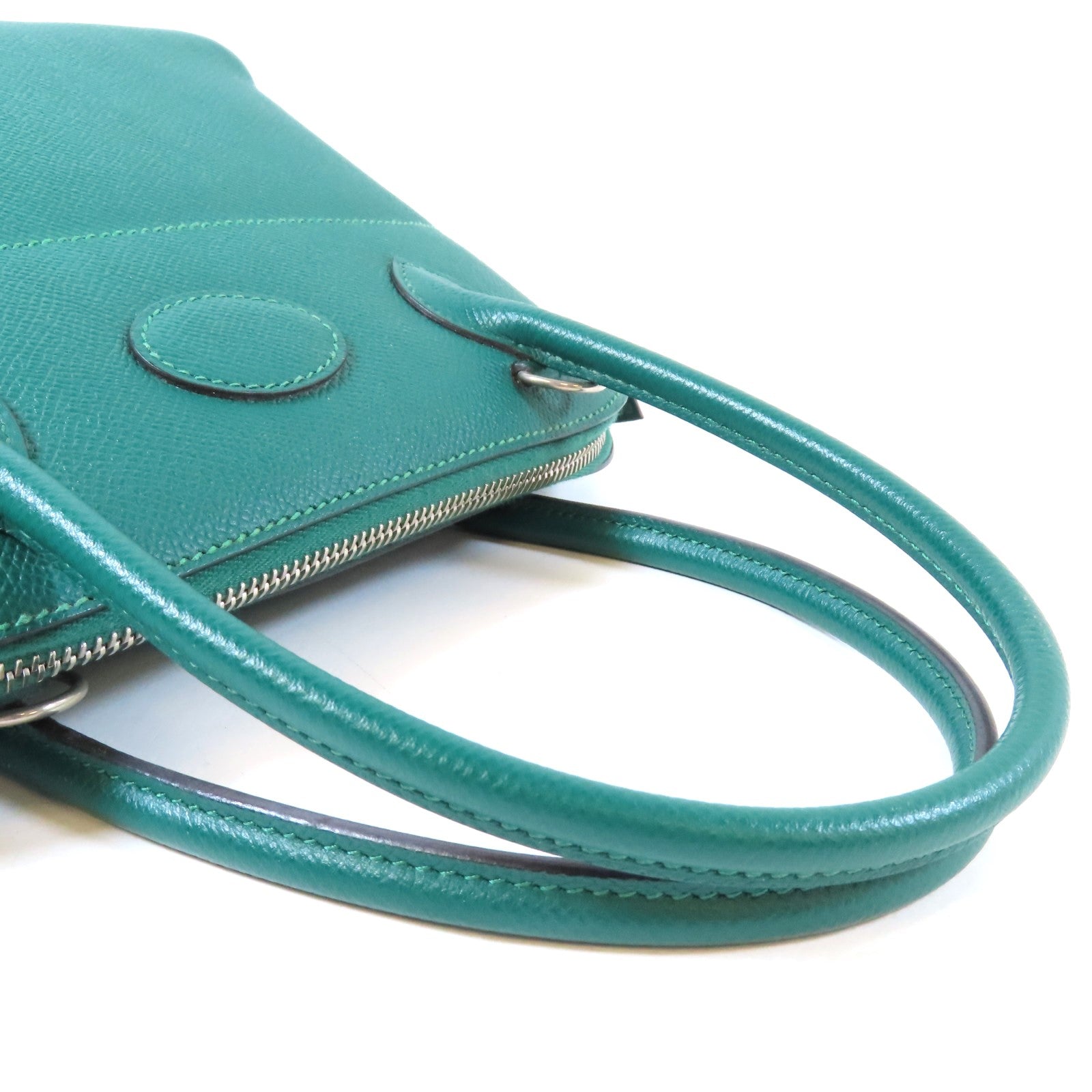HERMES Epsom皮革Bolide 27銀扣手挽肩背兩用袋Malachite/綠色