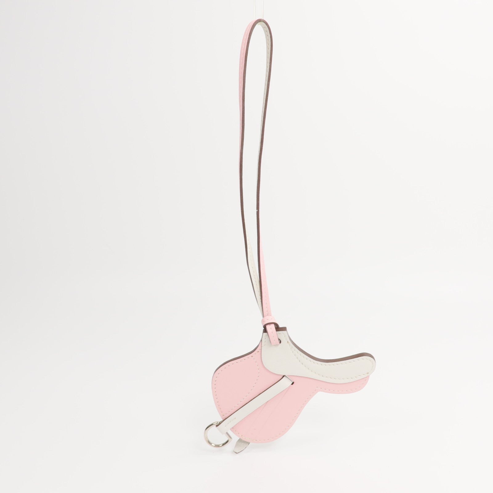 HERMES Swift皮革Paddock Cell掛飾Rose Sakura/White