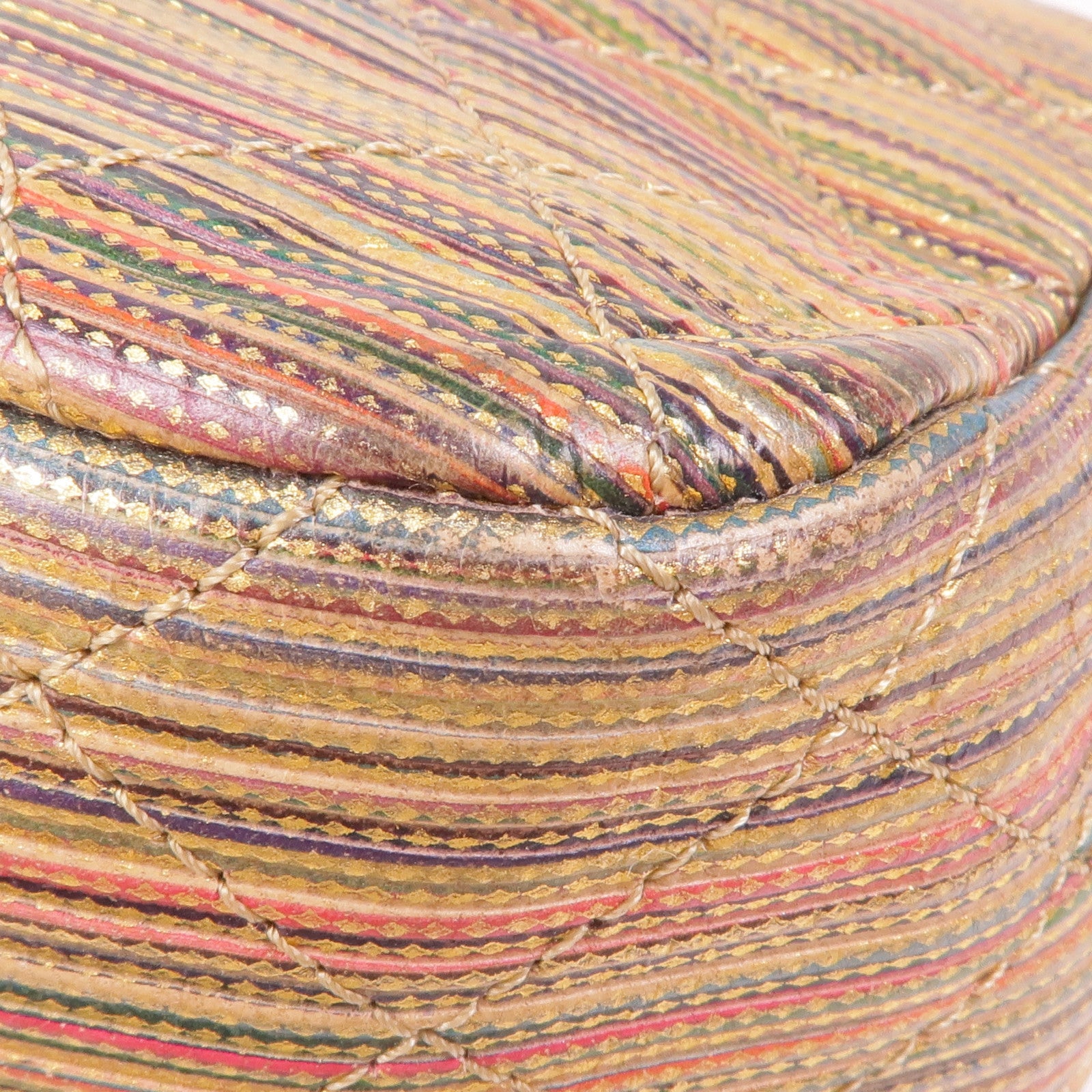 CHANEL 皮革Mini Classic Multicolour金扣鏈帶肩背袋