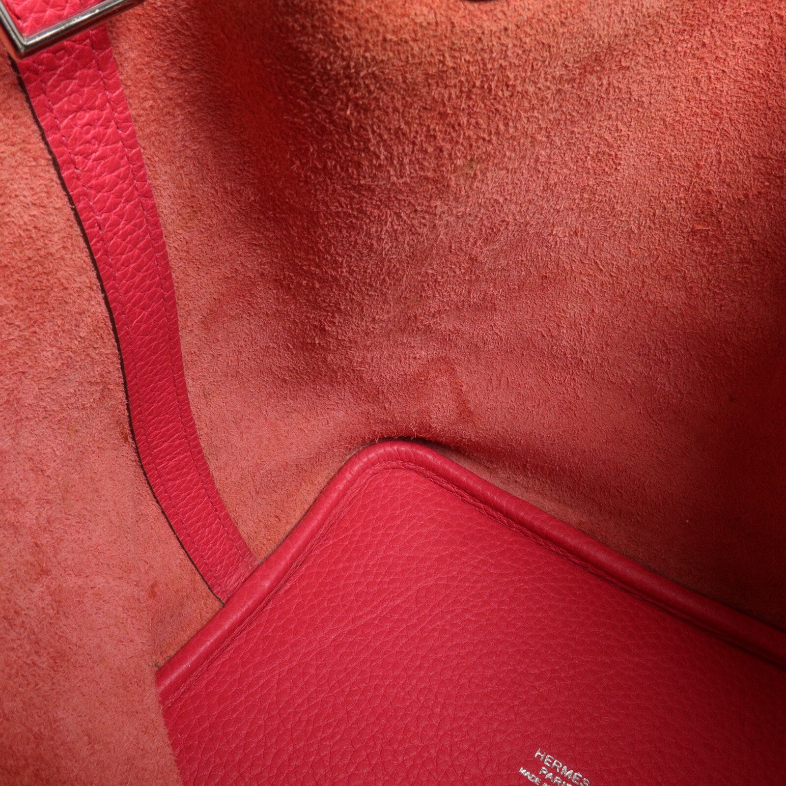 HERMES Clemence皮革Picotin PM手挽袋Rose Extreme