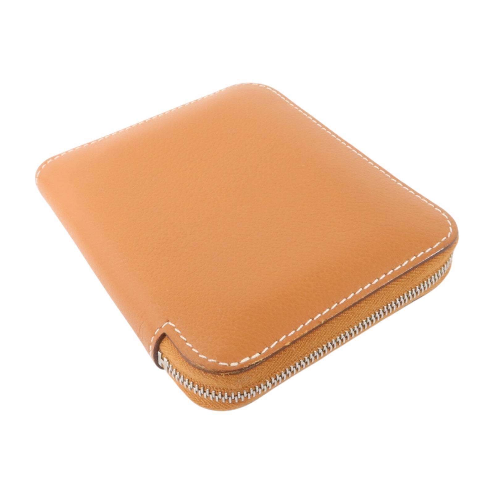 HERMES Evercolor皮革Silk In Compact銀扣錢包Gold