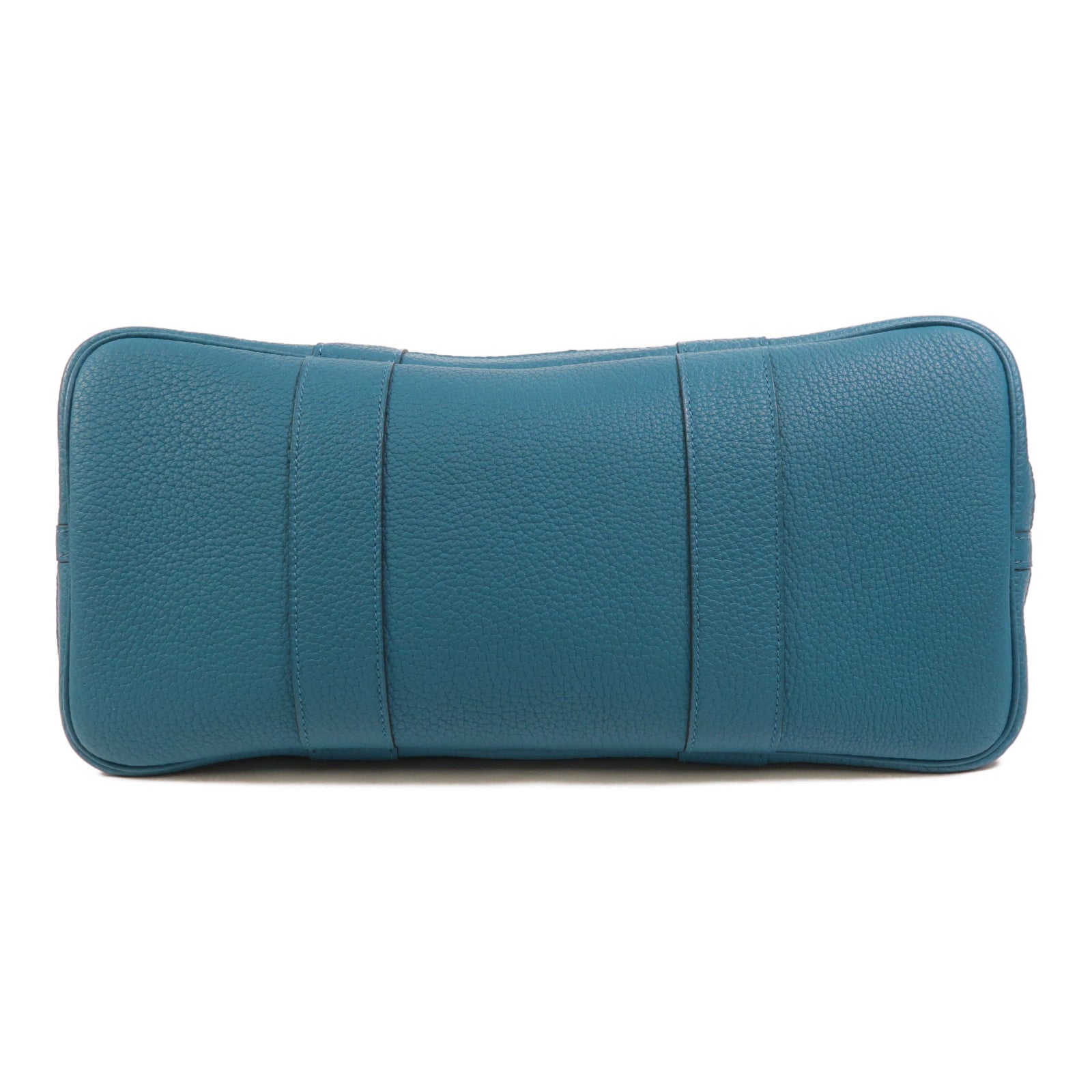 HERMES Negonda皮革Garden Party PM銀扣手挽袋Bleu Izmir