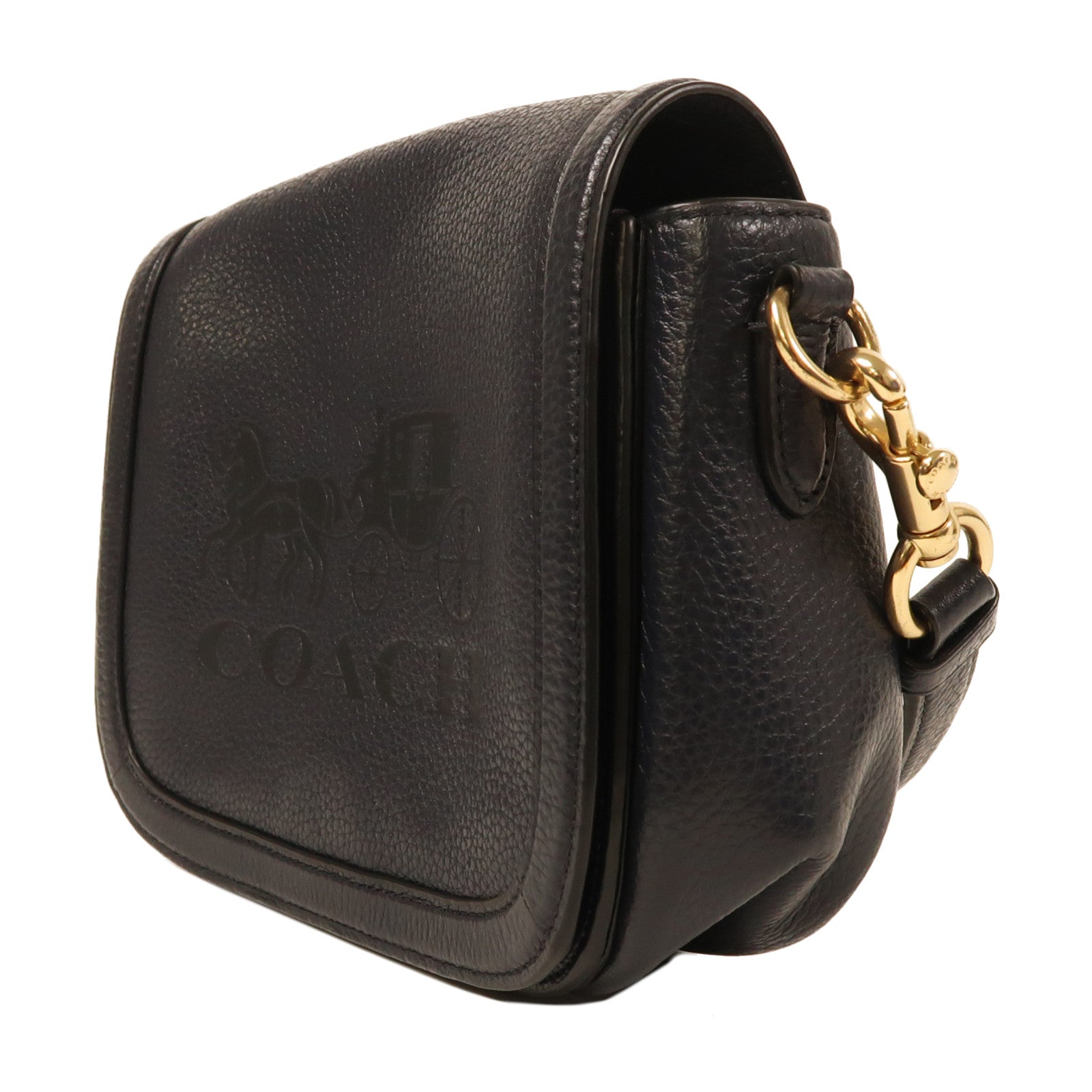 COACH 皮革Carriage Crossbody金扣肩背袋深藍色