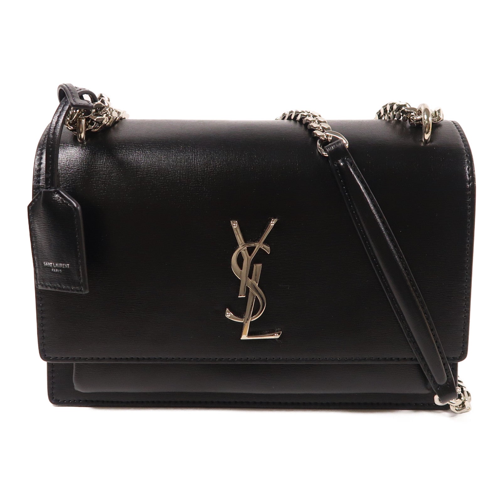 SAINT LAURENT 牛皮皮革Sunset Medium銀扣鏈帶肩背袋