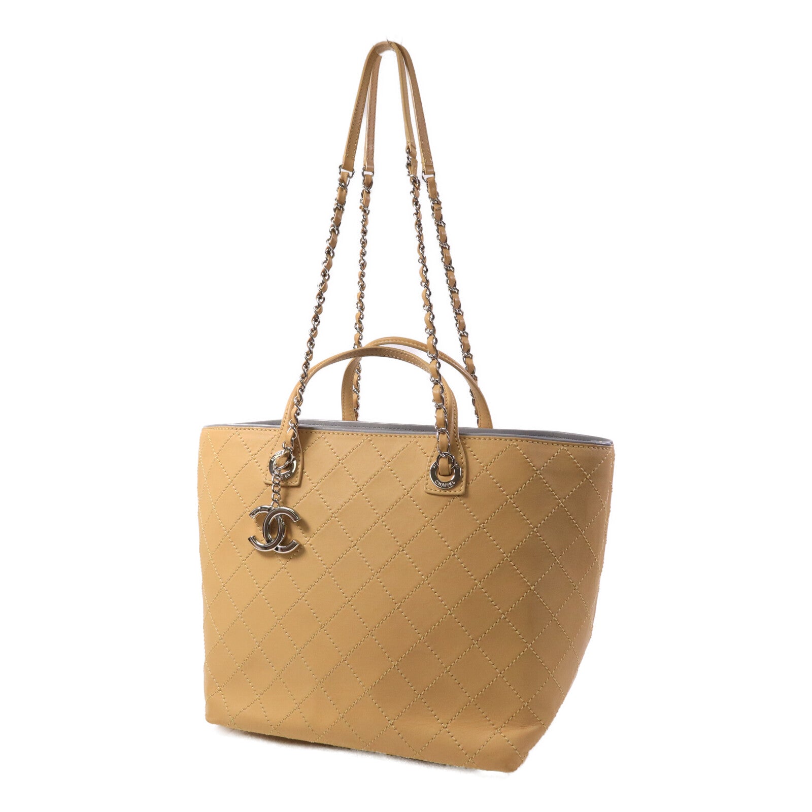 CHANEL 牛皮皮革Tote Bag鏈帶手挽袋