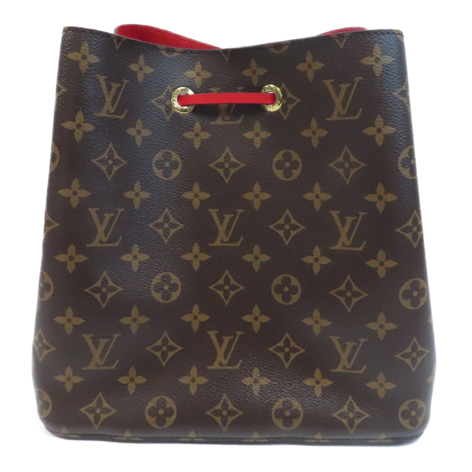 LOUIS VUITTON Monogram Neo Noe MM金扣肩背袋啡色/紅色