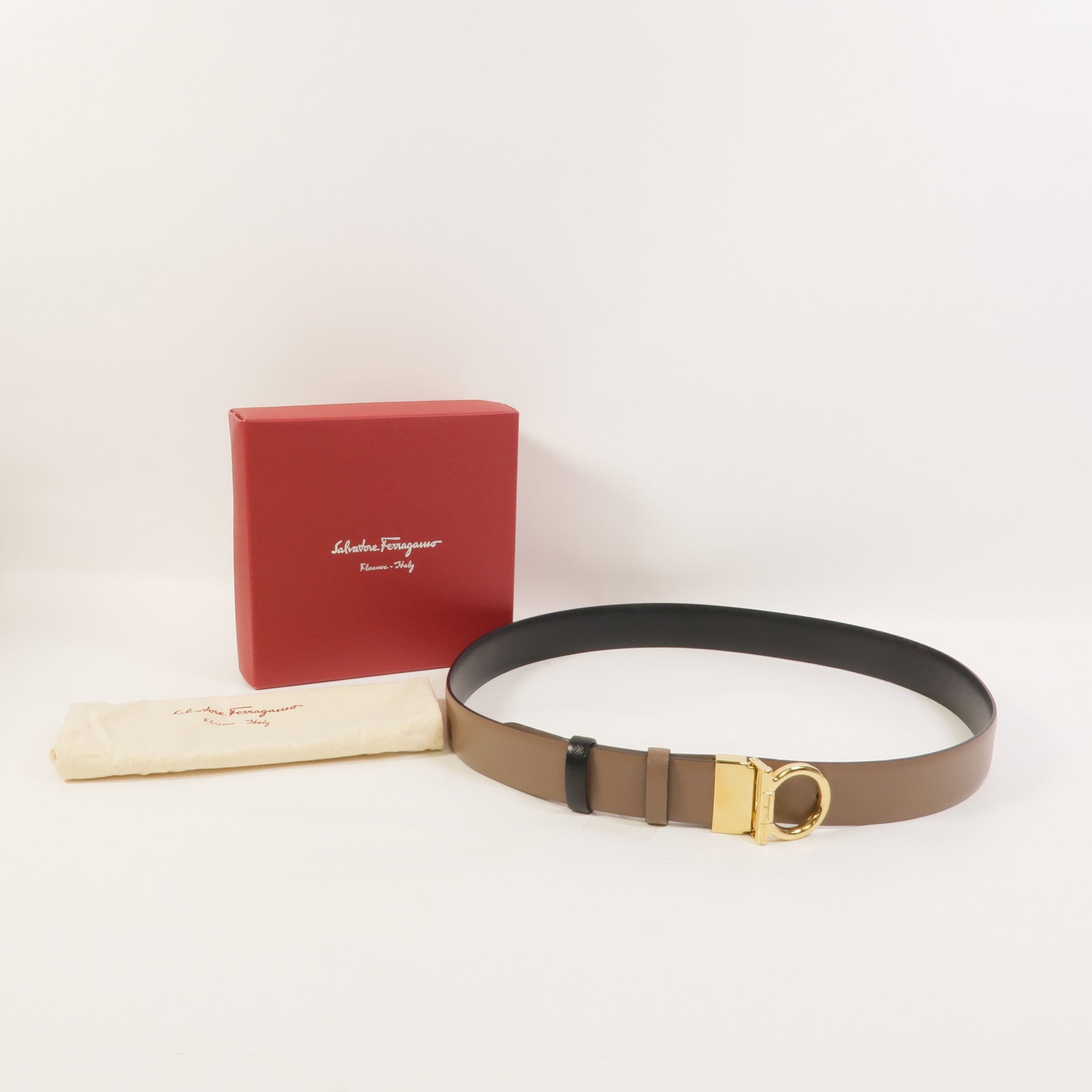 Salvatore Ferragamo 牛皮皮革Gancini Reversible Belt皮帶