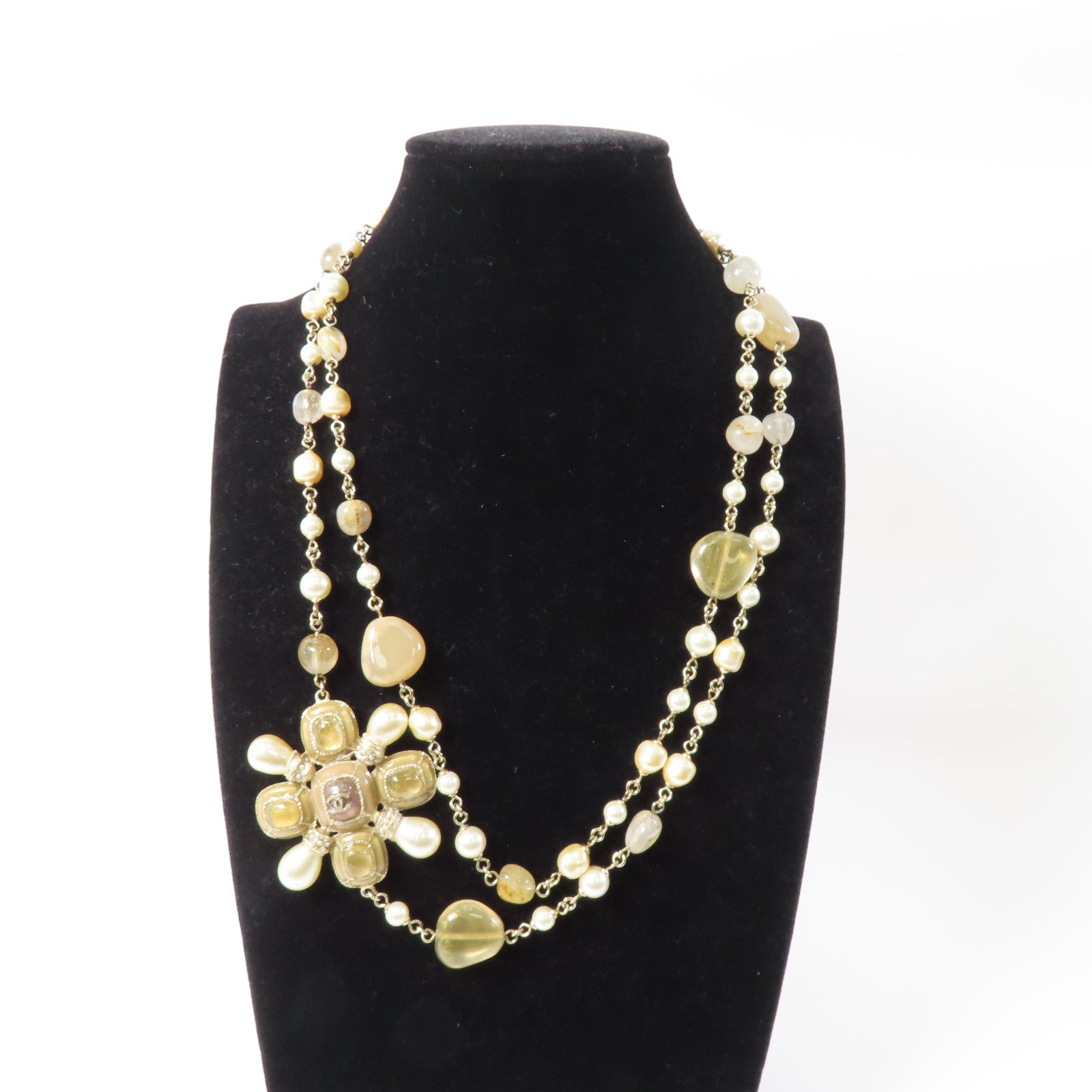 CHANEL PVC/金屬Necklace項鍊米色/金色