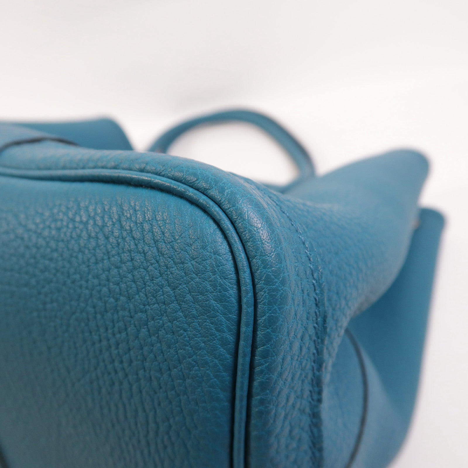 HERMES Negonda皮革Garden Party PM銀扣手挽袋Bleu Izmir