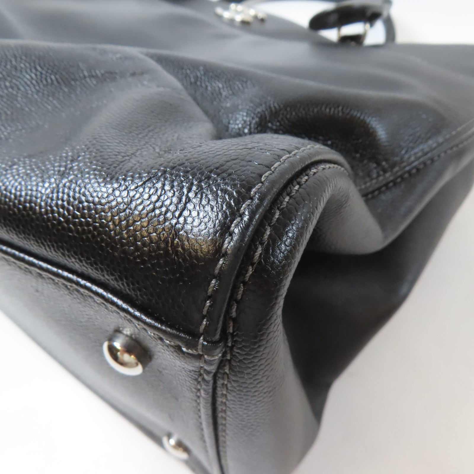 CHANEL 【激減優惠】Caviar皮革2 Way Shoulder Bag銀扣手挽肩背兩用袋黑色