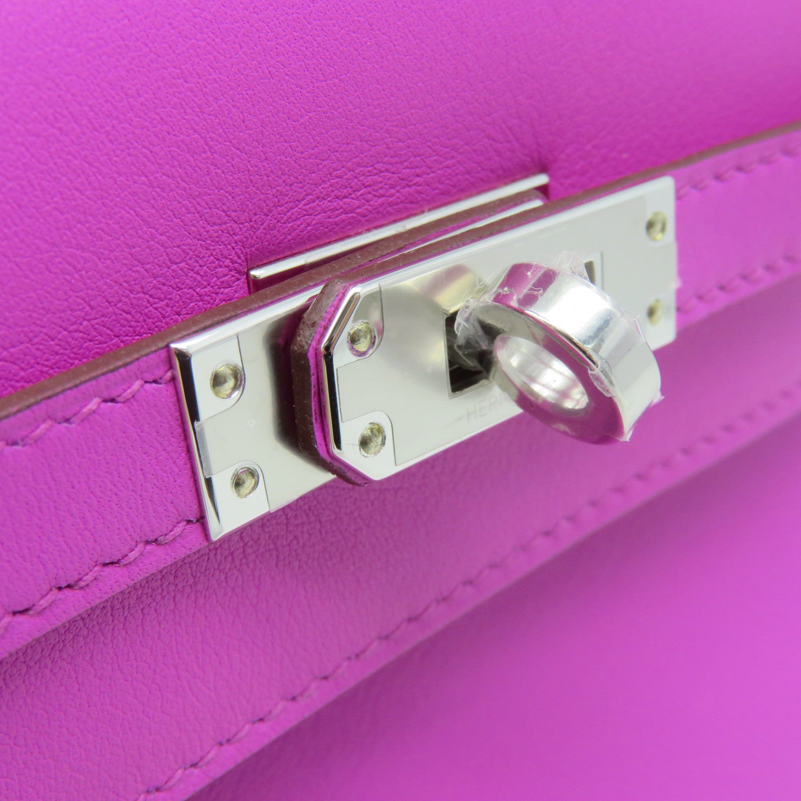 HERMES 【激減優惠】Swift皮革Mini Kelly Handbag銀扣手挽袋Magnolia玉蘭紫色