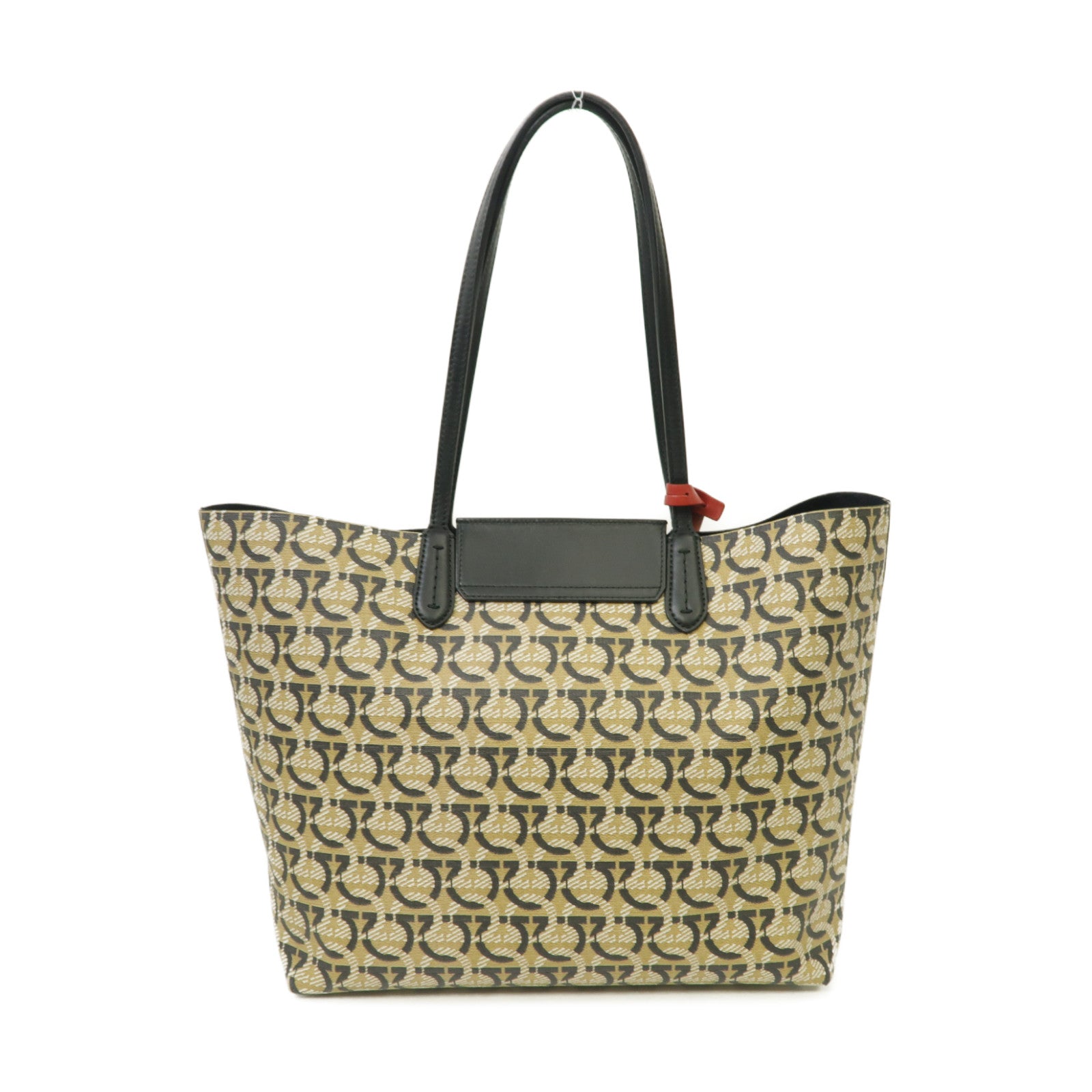 Salvatore Ferragamo 塗層帆布Travel Tote Bag金扣手挽袋米色/黑色